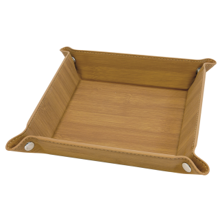 Bamboo to Black Leatherette Snap Tray