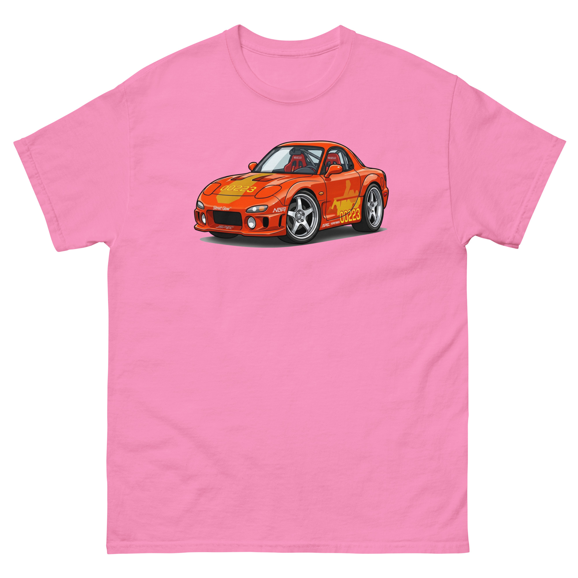 1993 RX-7 Orange Julius Chibi Style Unisex Classic Tee - Image 23