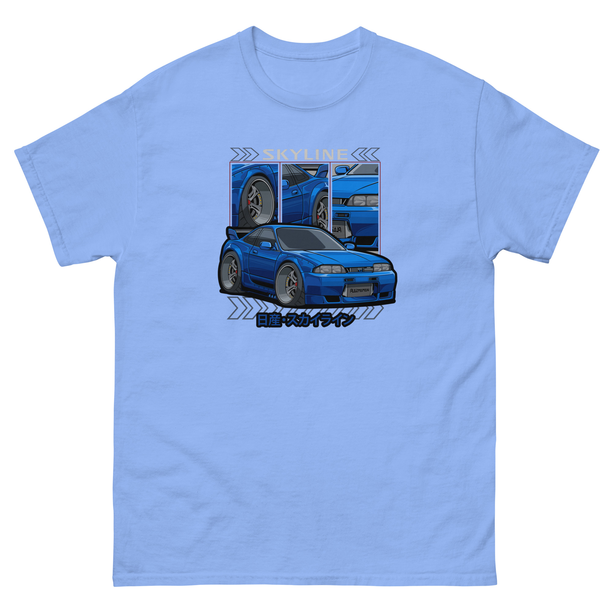 Blue JDM Skyline R33 Unisex Classic Tee - Image 13