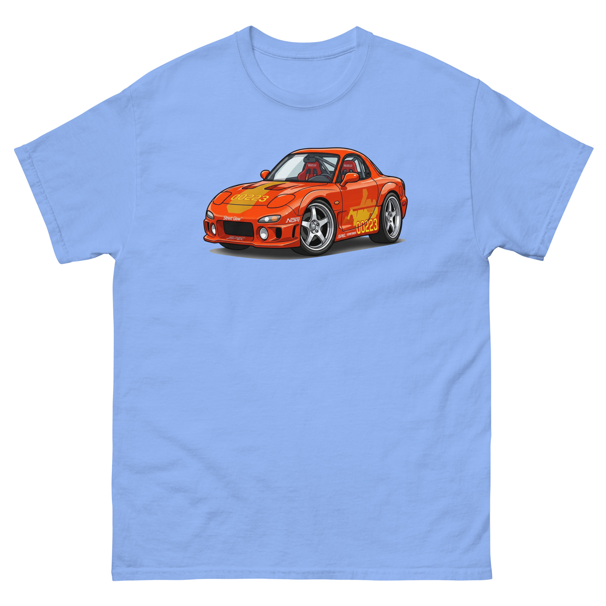 1993 RX-7 Orange Julius Chibi Style Unisex Classic Tee - Image 25