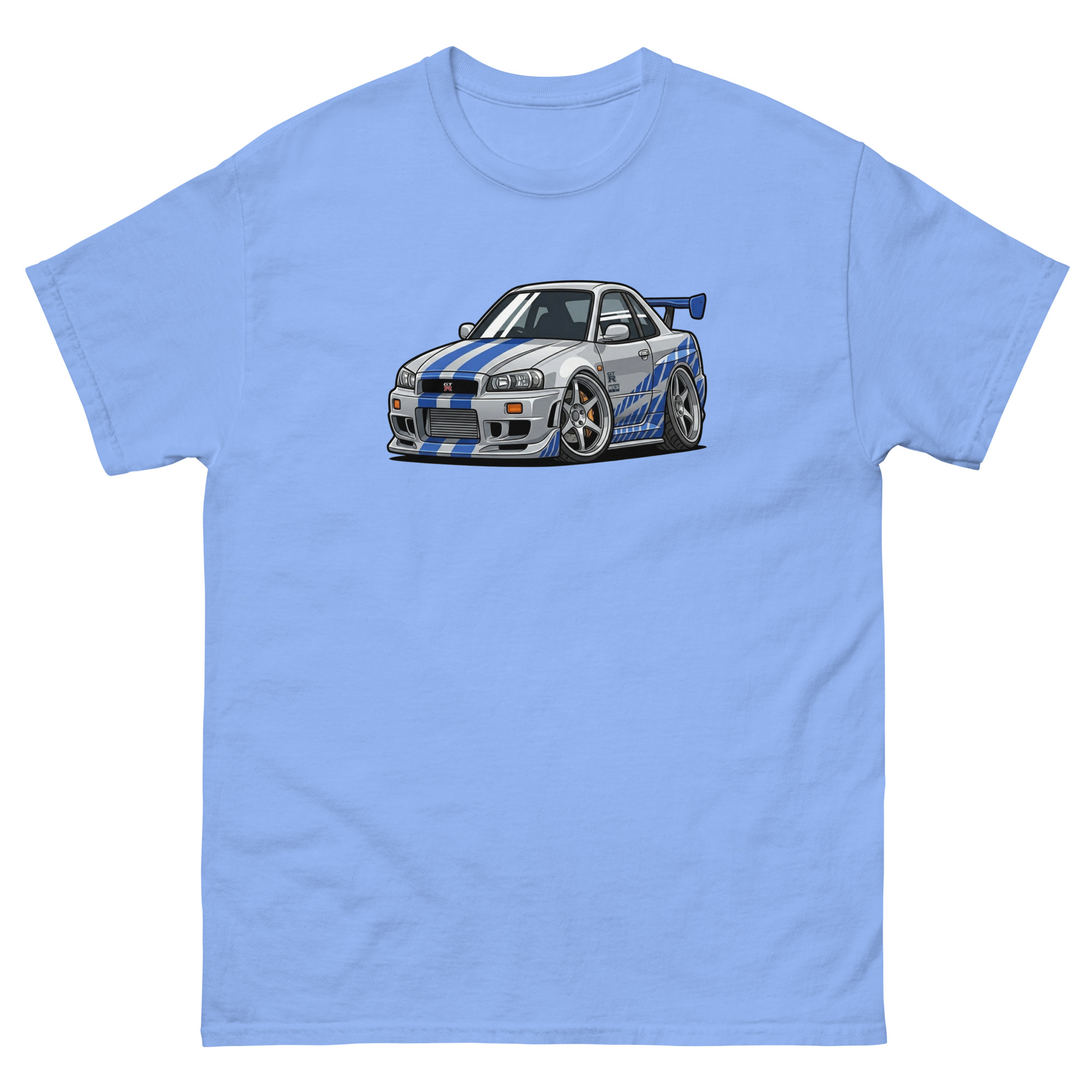 Brian's 1999 Skyline GT-R R34 Chibi Style Unisex Classic Tee - Image 25