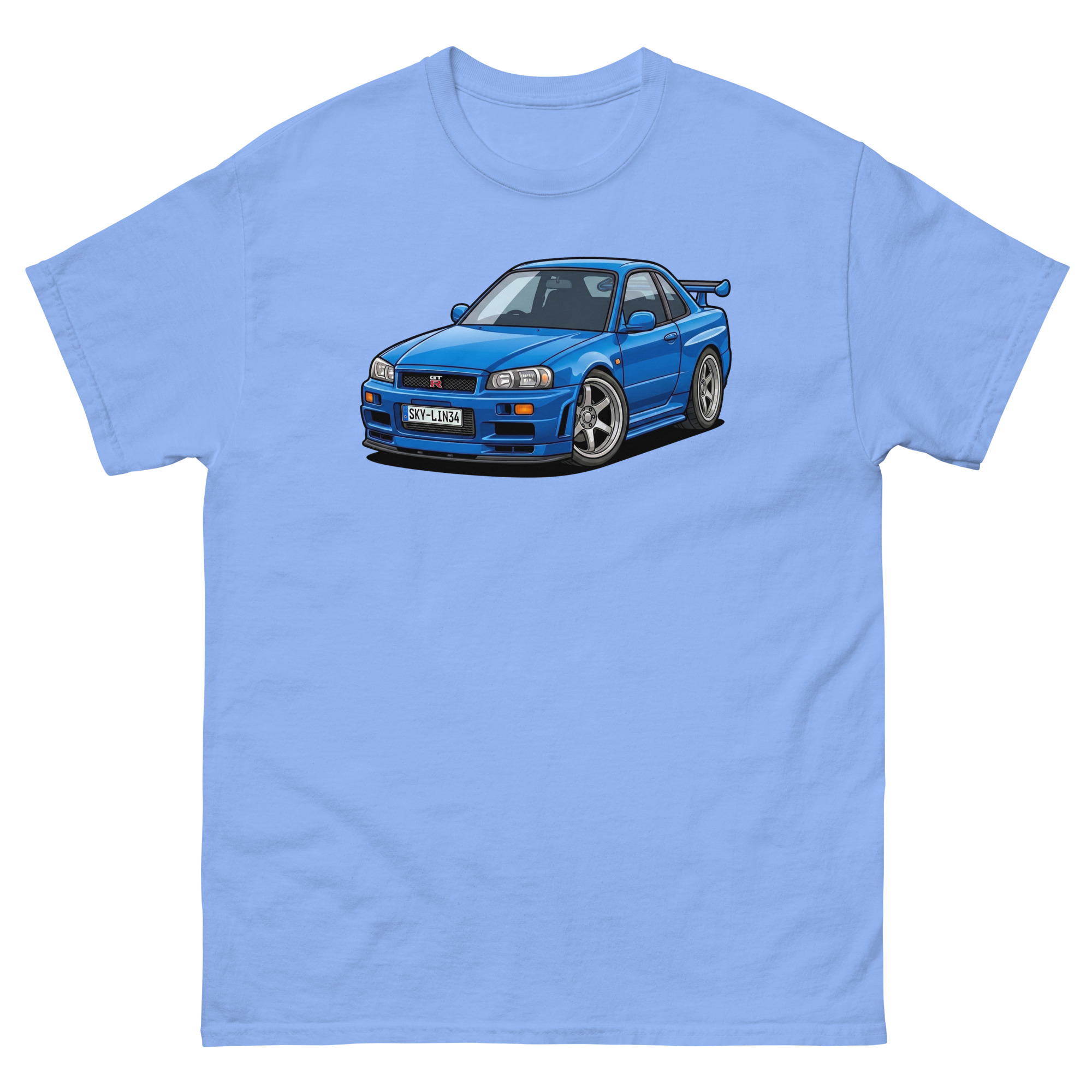 Brian's Blue 2000 Skyline GT-R R34 Unisex Classic Tee - Image 25