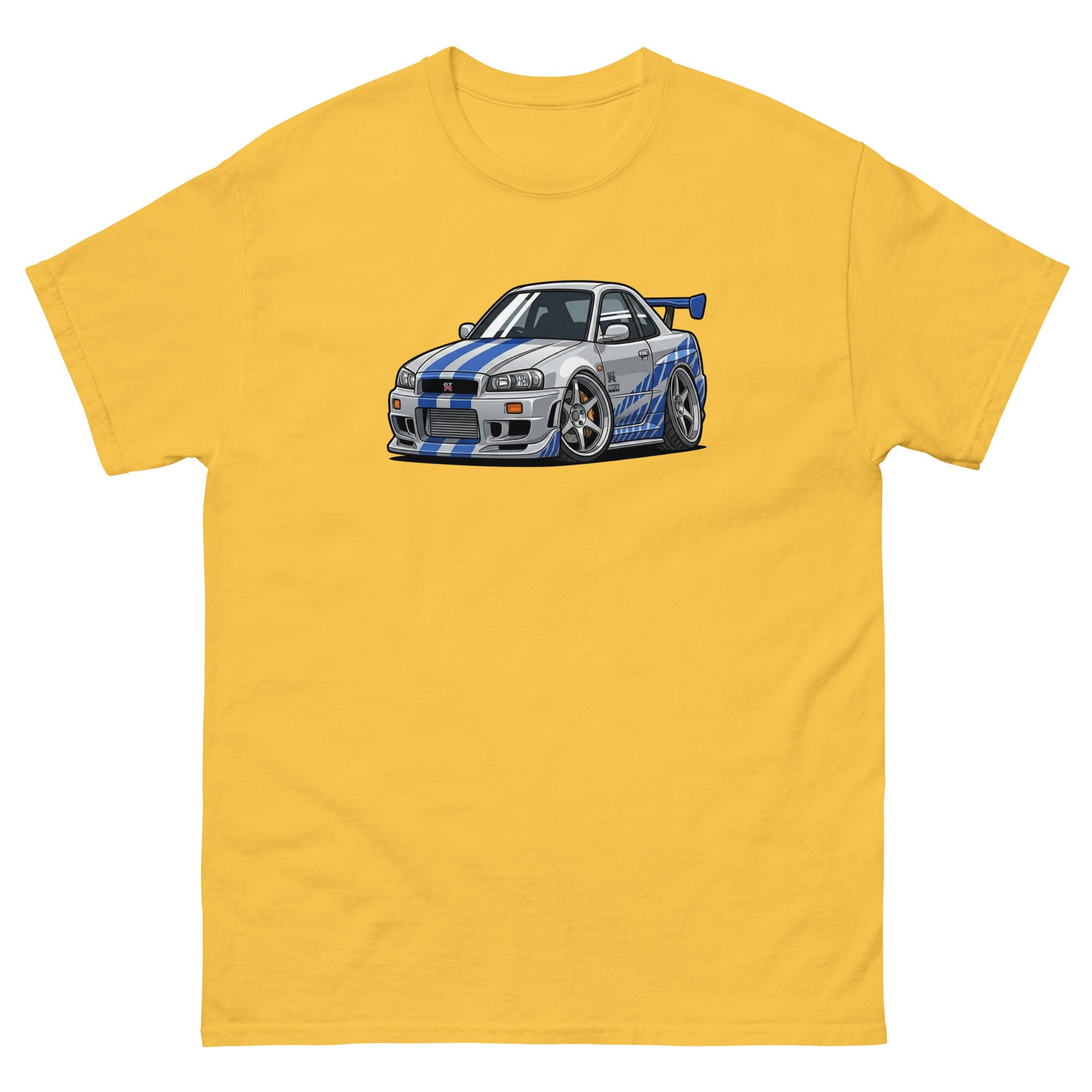 Brian's 1999 Skyline GT-R R34 Chibi Style Unisex Classic Tee - Image 33