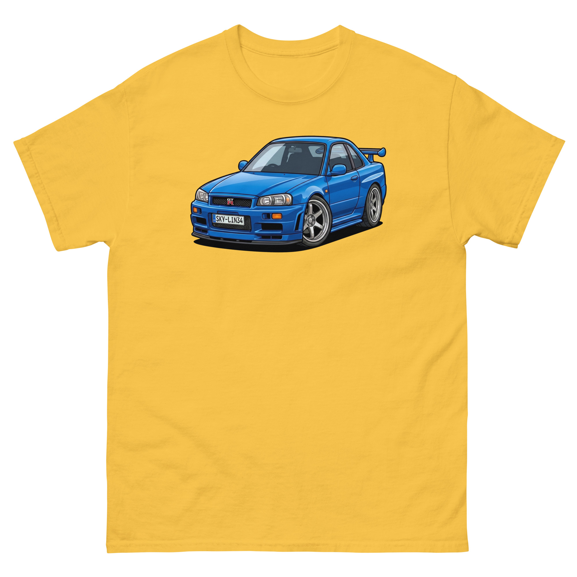 Brian's Blue 2000 Skyline GT-R R34 Unisex Classic Tee - Image 33