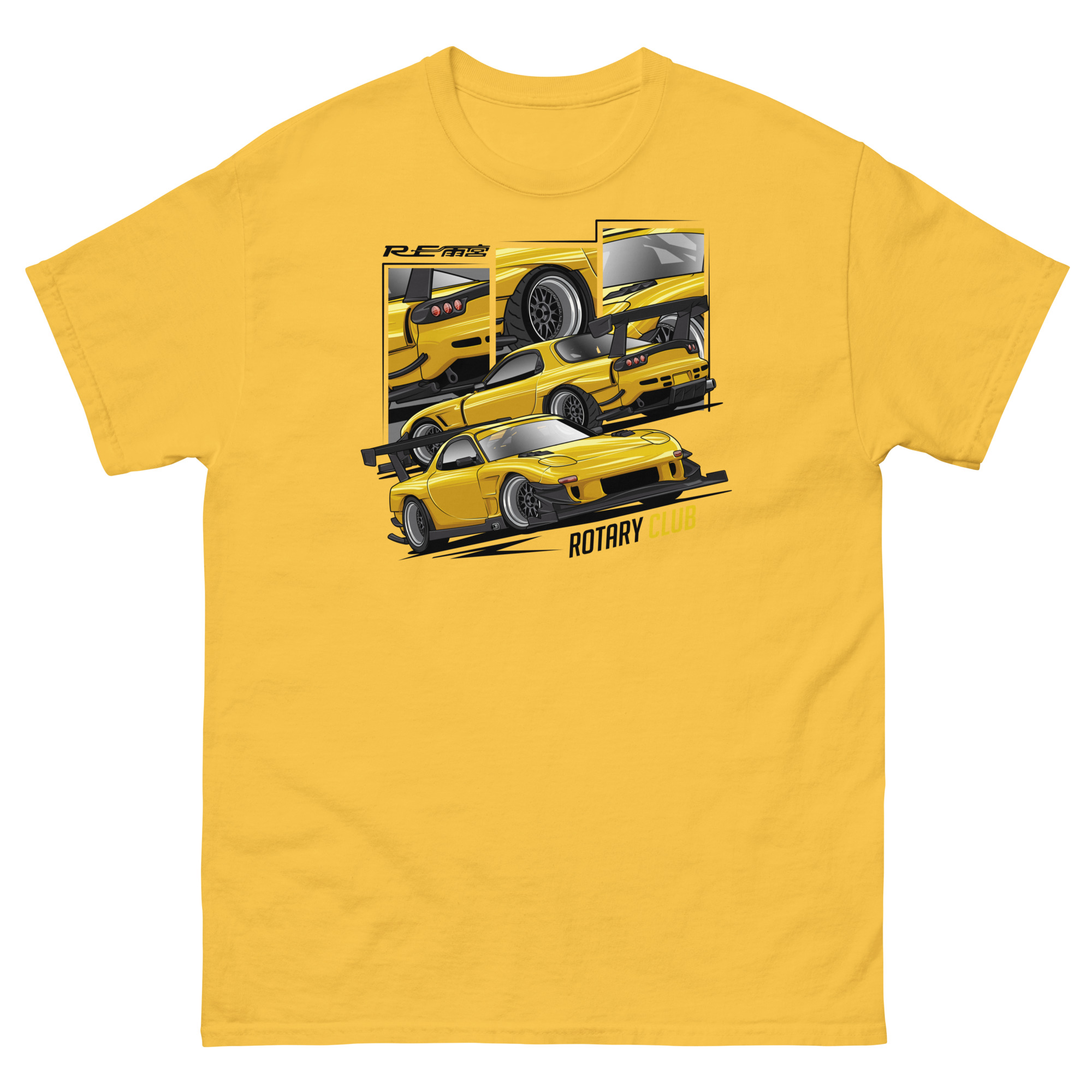 JDM Yellow RX-7 Rotary Club Unisex Classic Tee - Image 17
