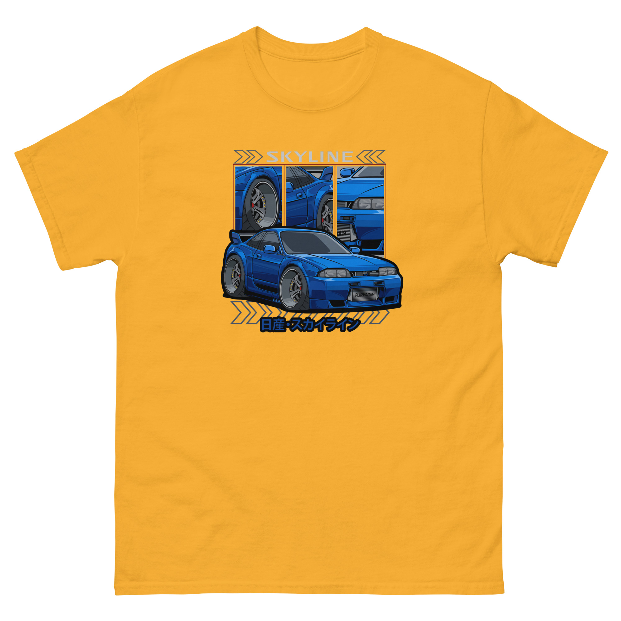 Blue JDM Skyline R33 Unisex Classic Tee - Image 14