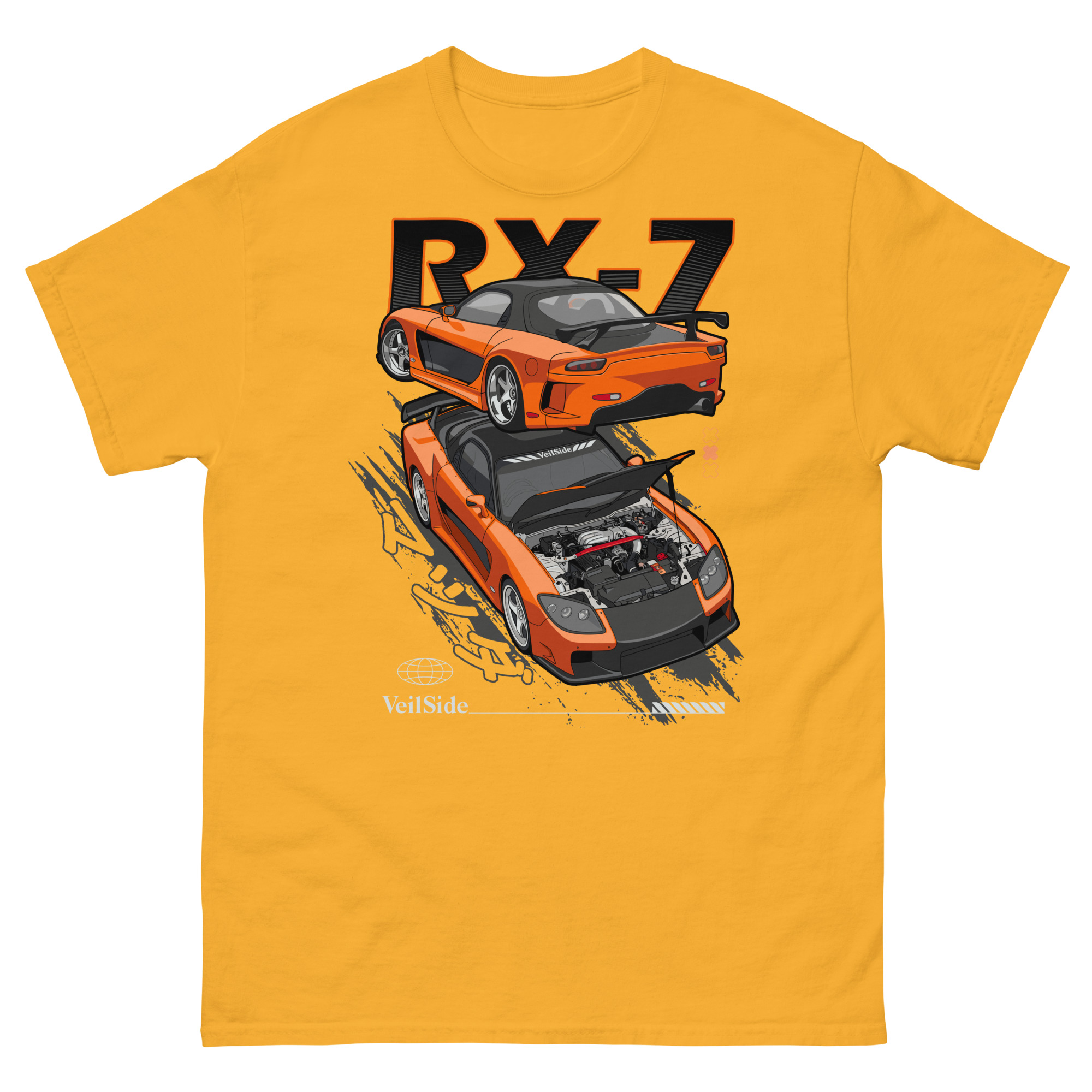 Han's Orange RX-7 Unisex Classic Tee - Image 14