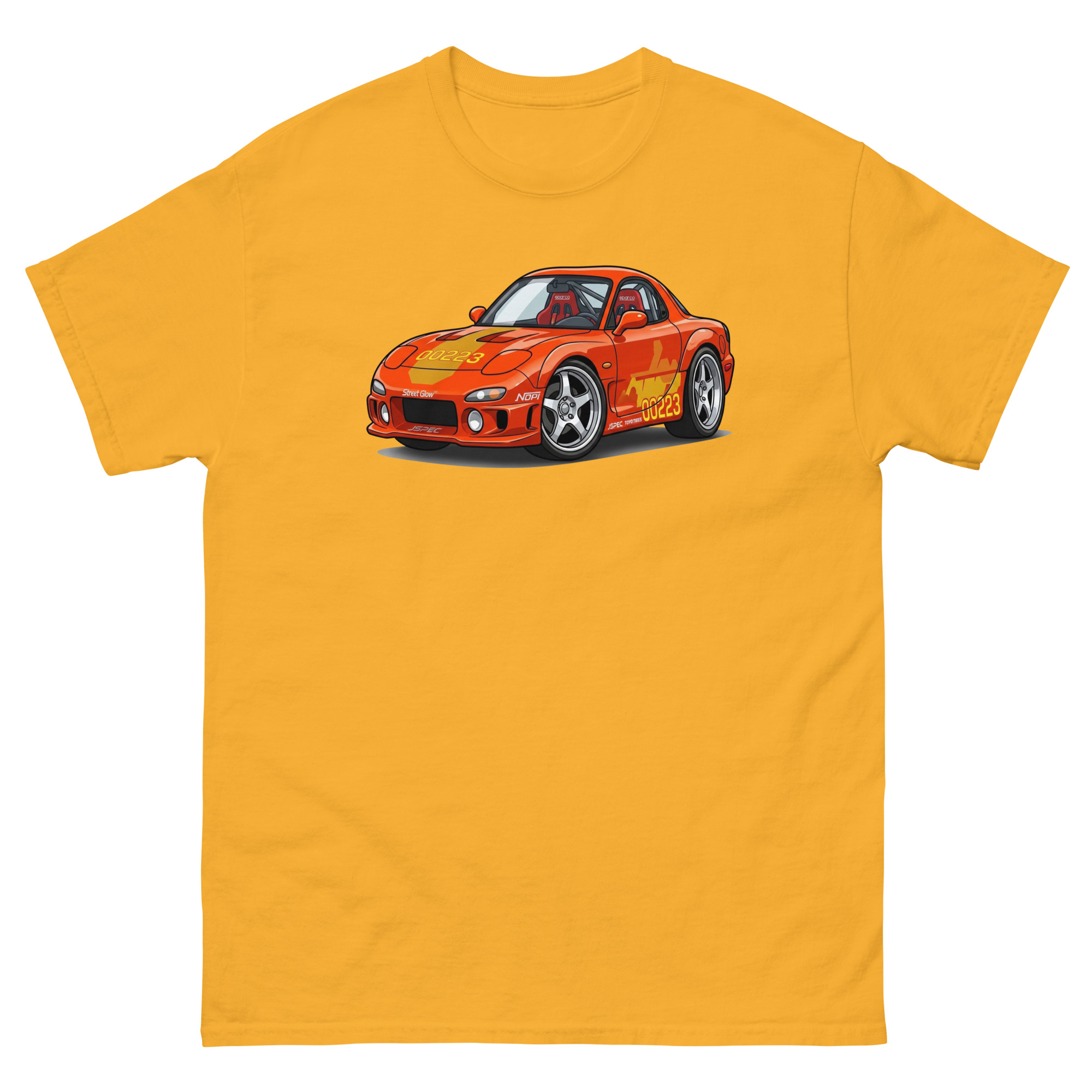 1993 RX-7 Orange Julius Chibi Style Unisex Classic Tee - Image 27