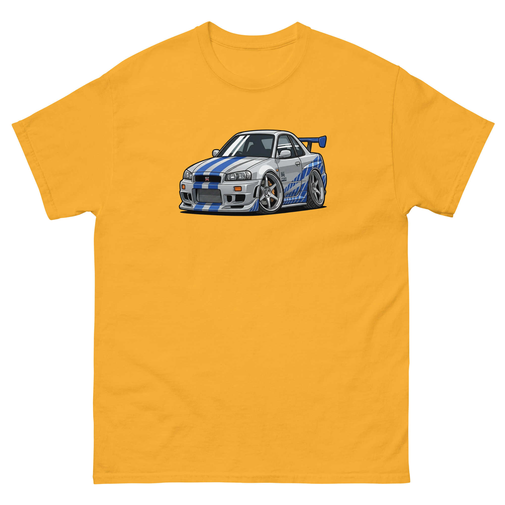 Brian's 1999 Skyline GT-R R34 Chibi Style Unisex Classic Tee - Image 27