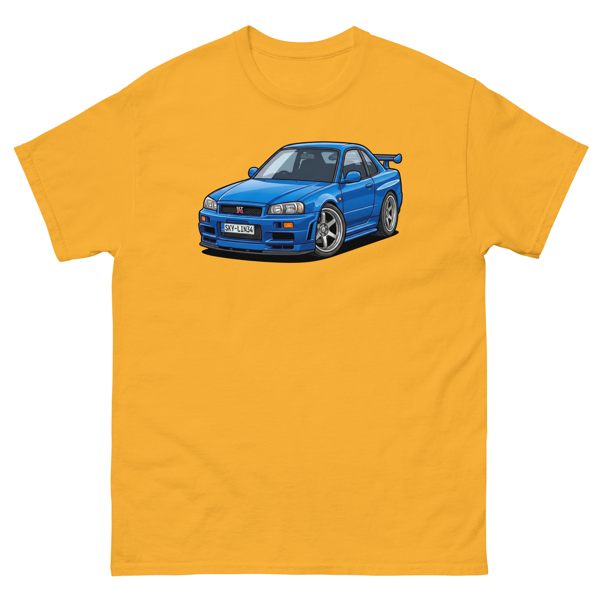 Brian's Blue 2000 Skyline GT-R R34 Unisex Classic Tee - Image 27