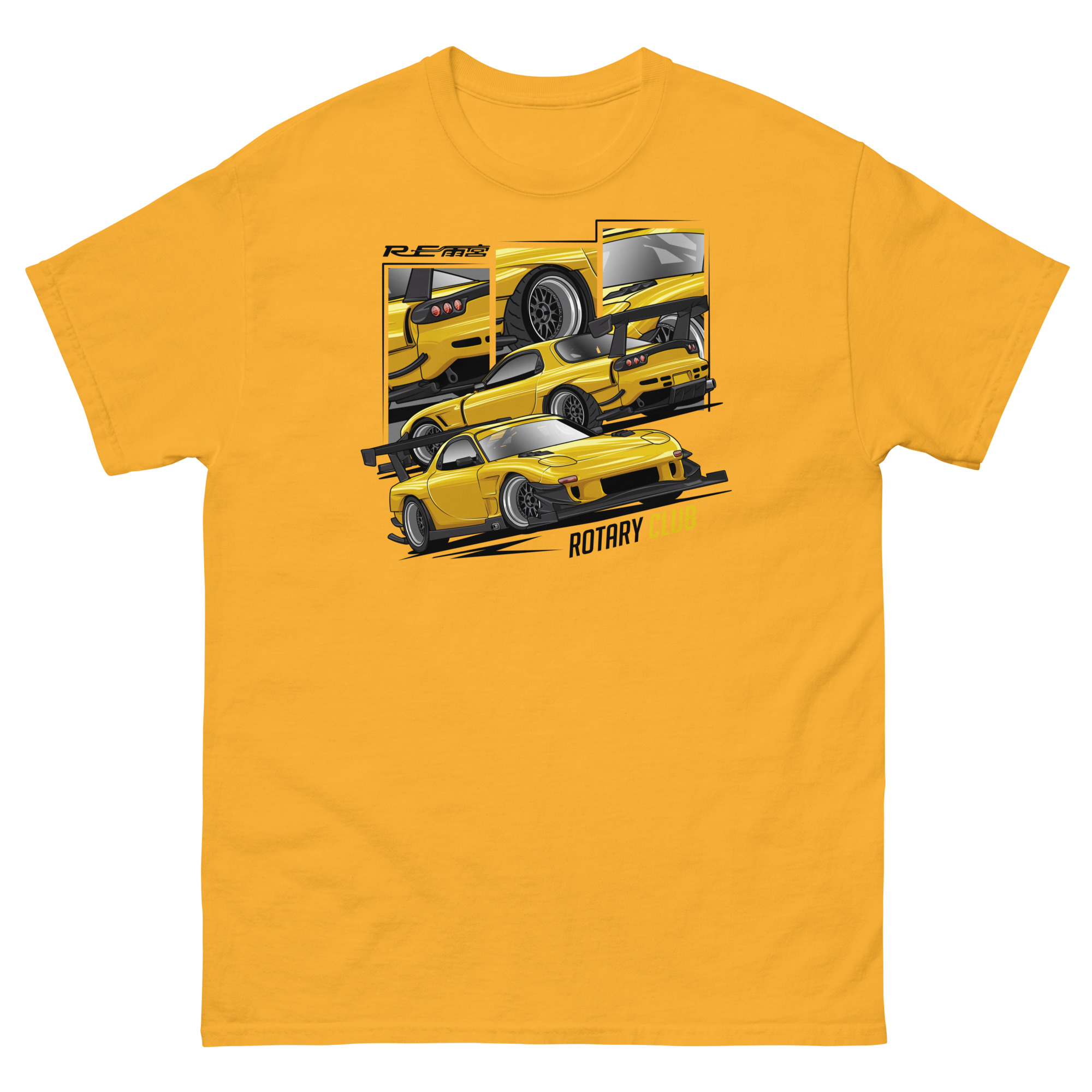 JDM Yellow RX-7 Rotary Club Unisex Classic Tee - Image 14