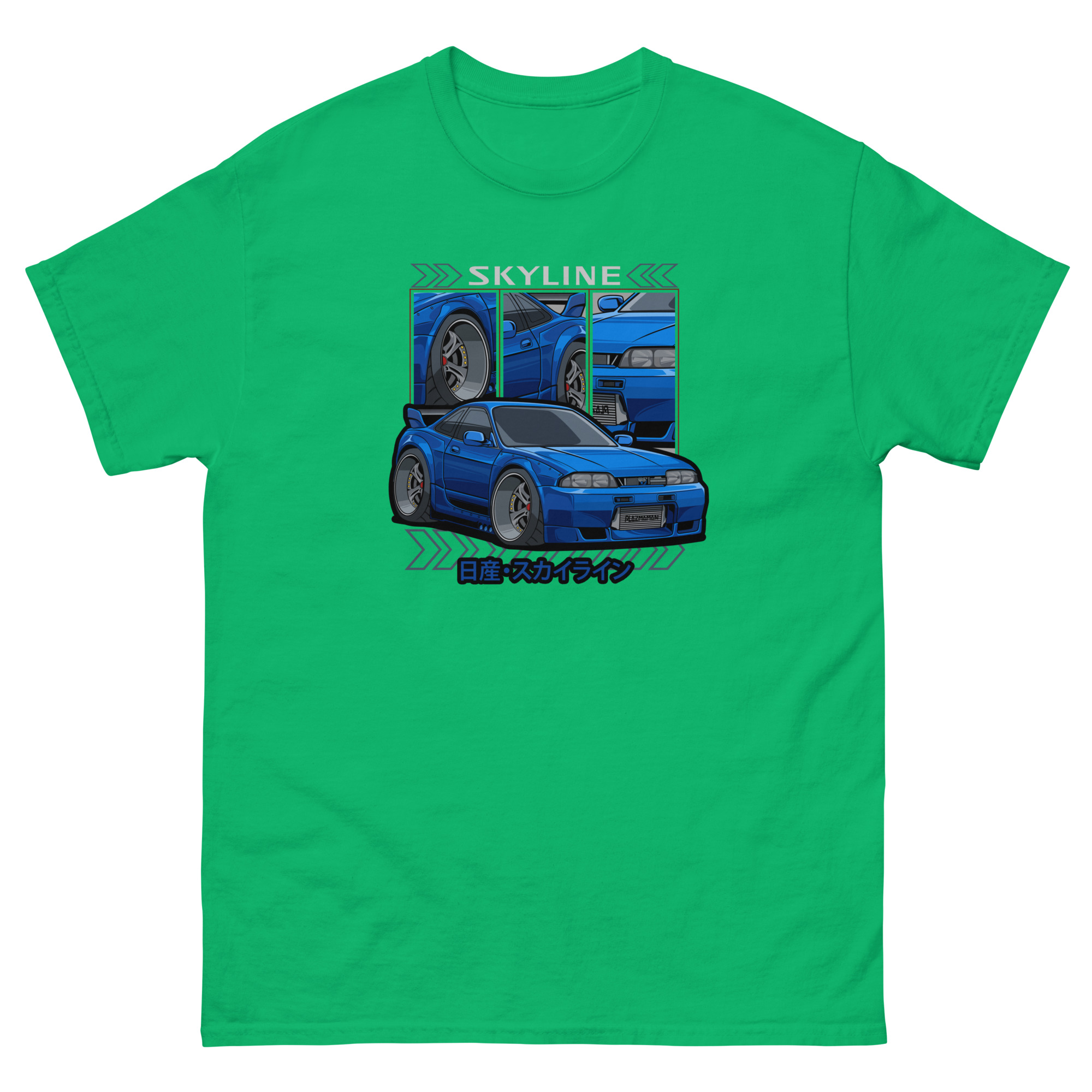 Blue JDM Skyline R33 Unisex Classic Tee - Image 11