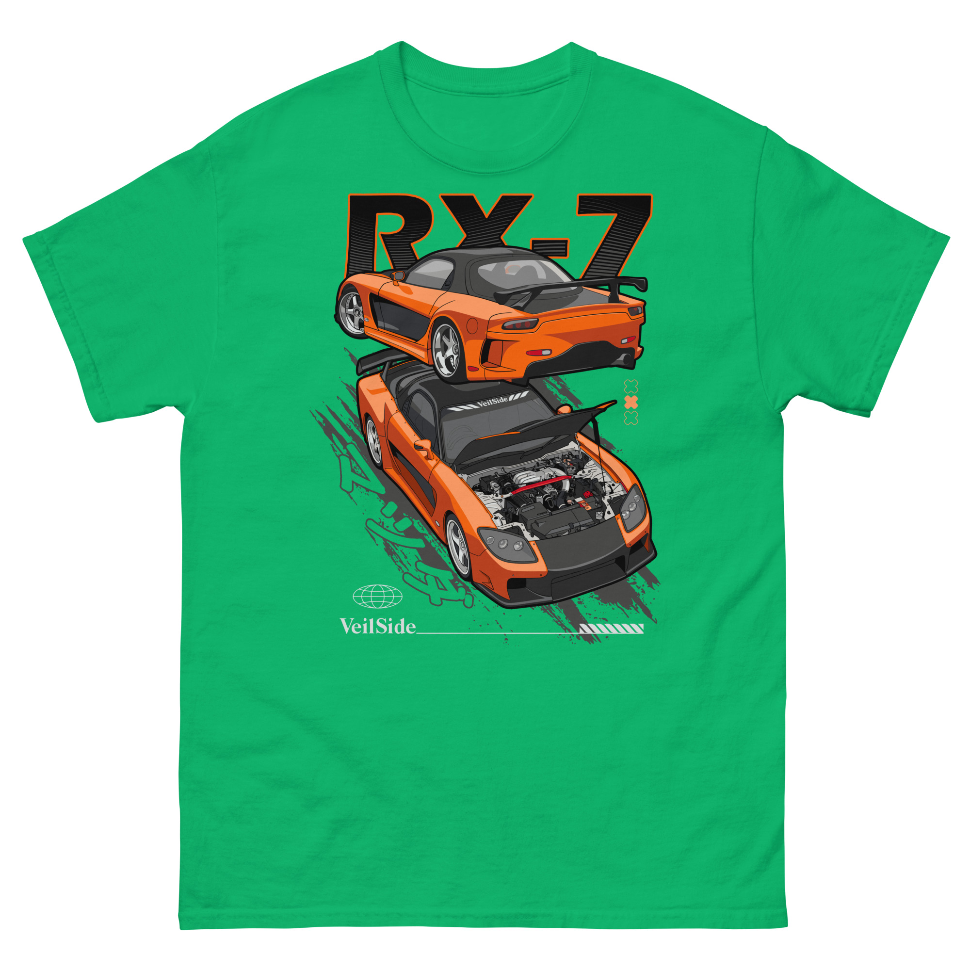 Han's Orange RX-7 Unisex Classic Tee - Image 11