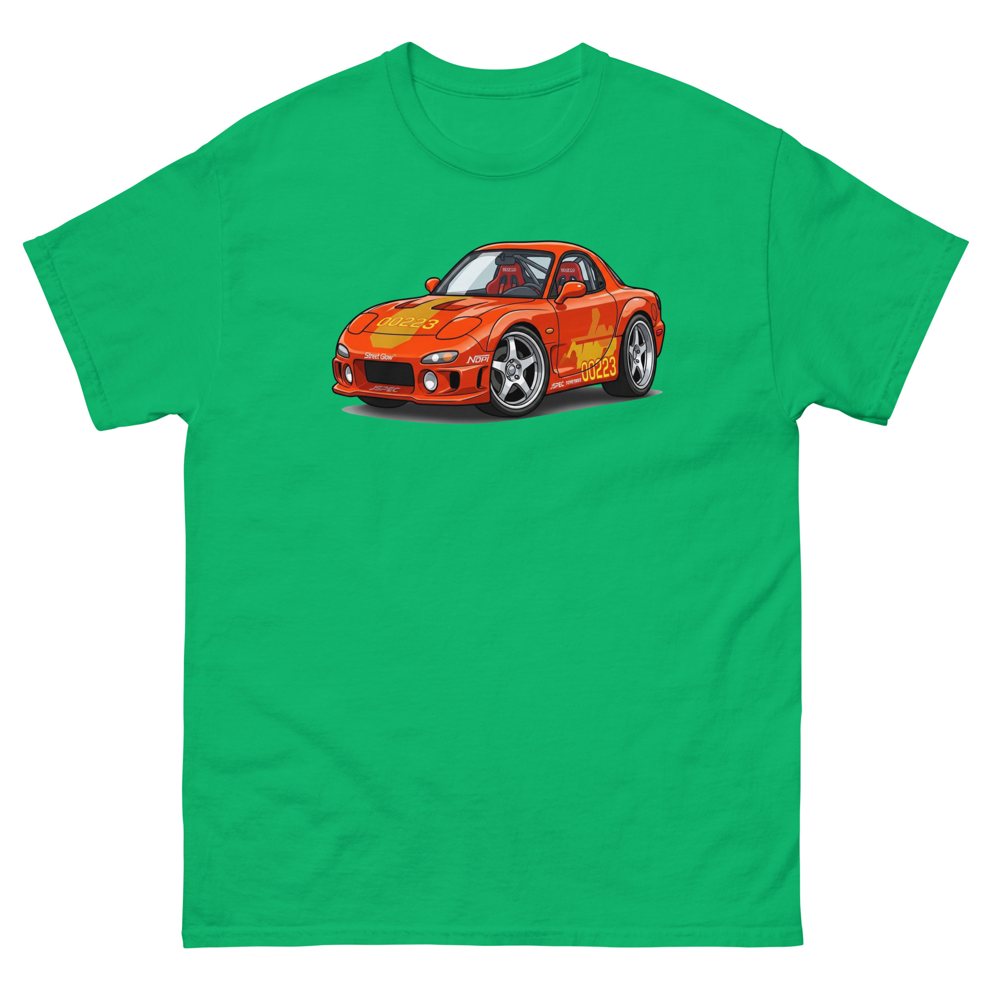 1993 RX-7 Orange Julius Chibi Style Unisex Classic Tee - Image 21
