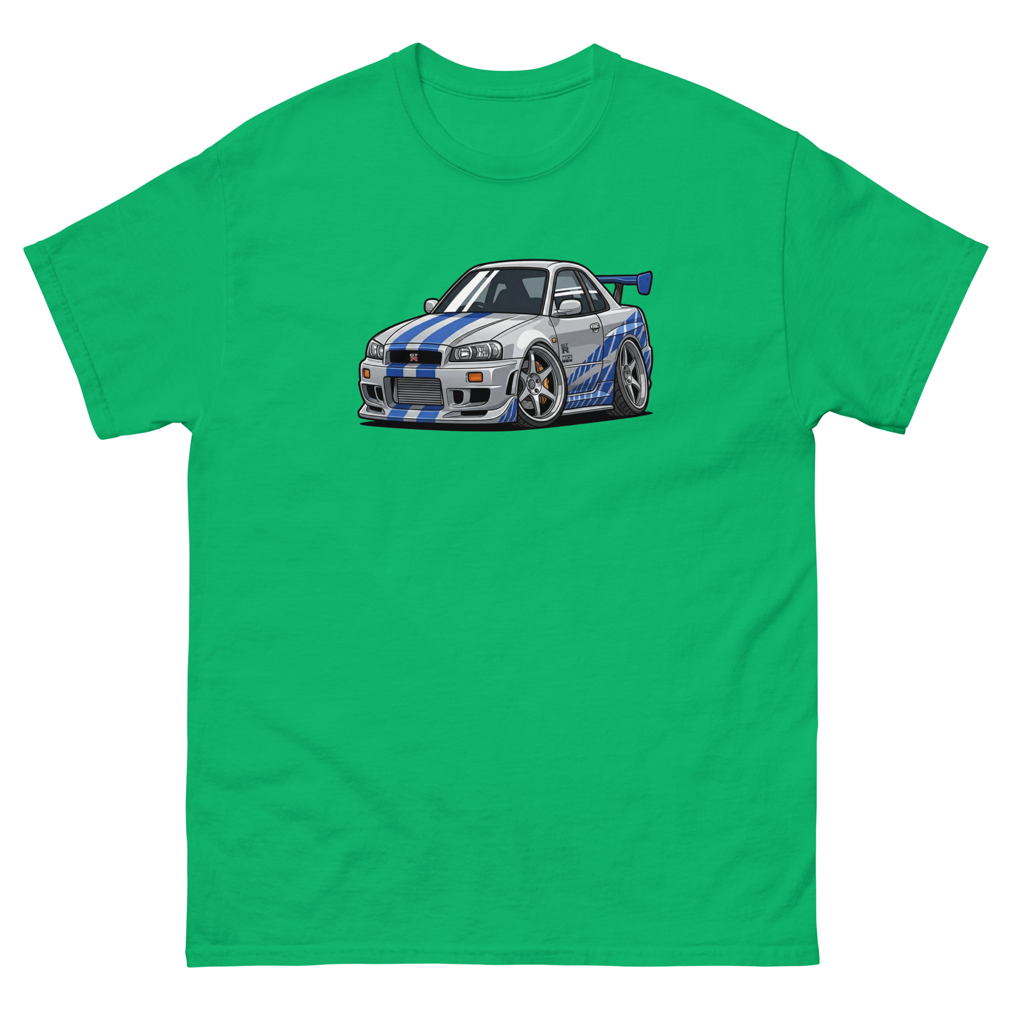 Brian's 1999 Skyline GT-R R34 Chibi Style Unisex Classic Tee - Image 21