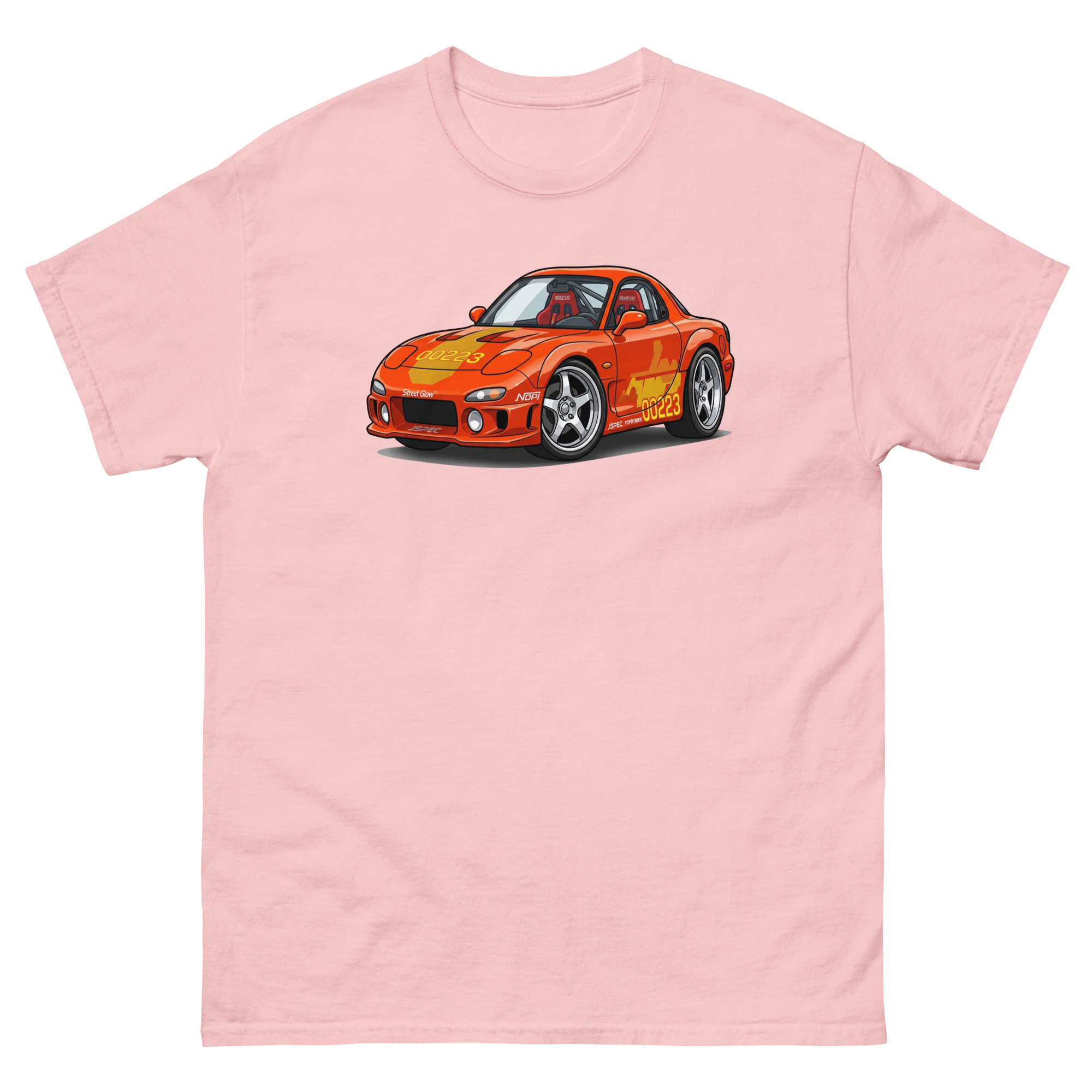 1993 RX-7 Orange Julius Chibi Style Unisex Classic Tee - Image 37
