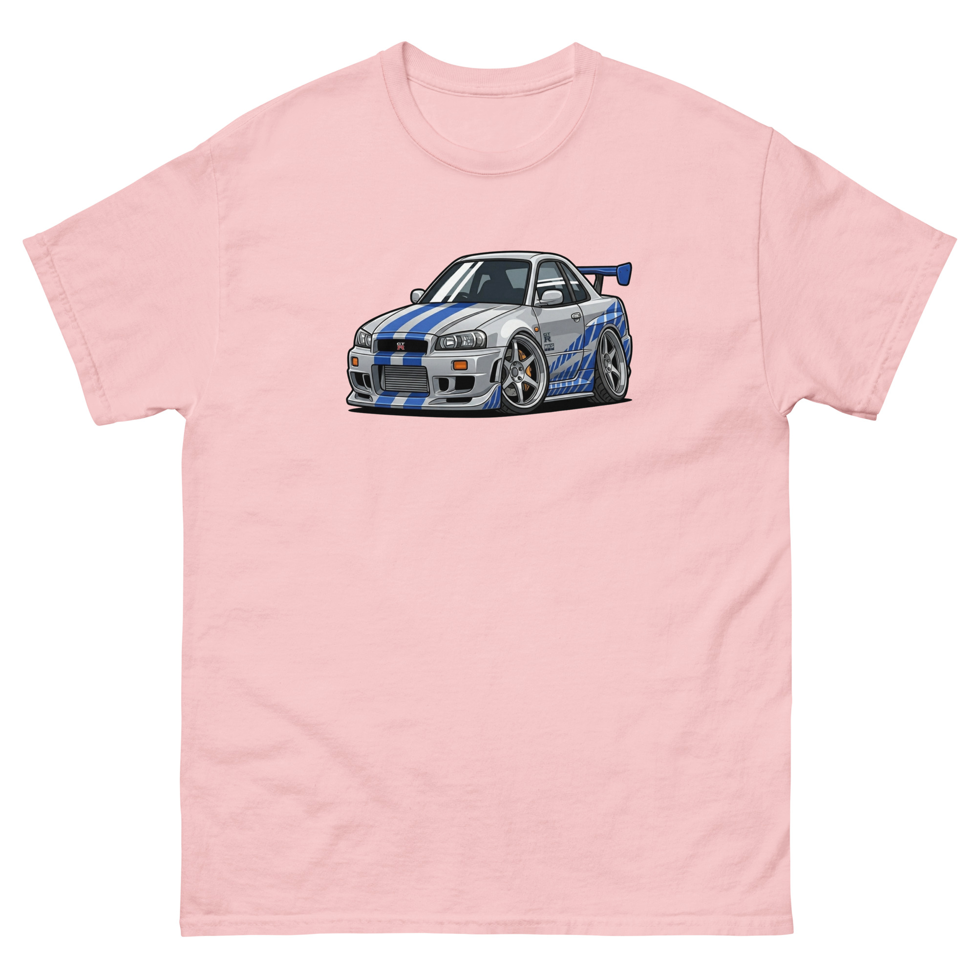 Brian's 1999 Skyline GT-R R34 Chibi Style Unisex Classic Tee - Image 37