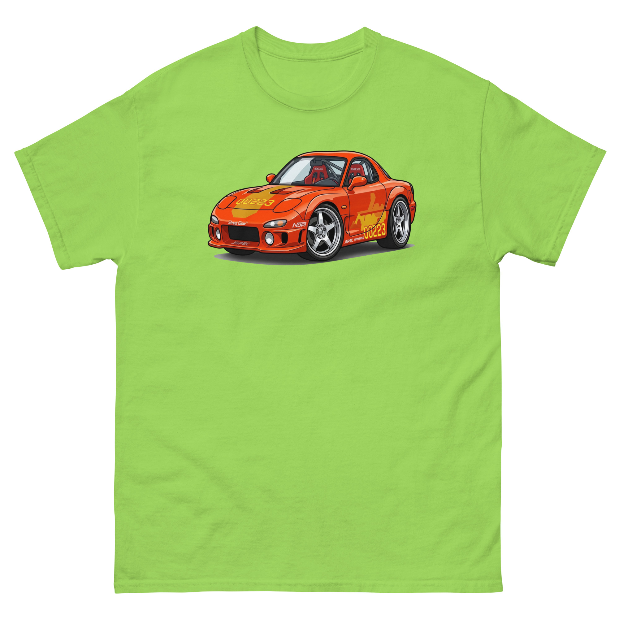 1993 RX-7 Orange Julius Chibi Style Unisex Classic Tee - Image 31