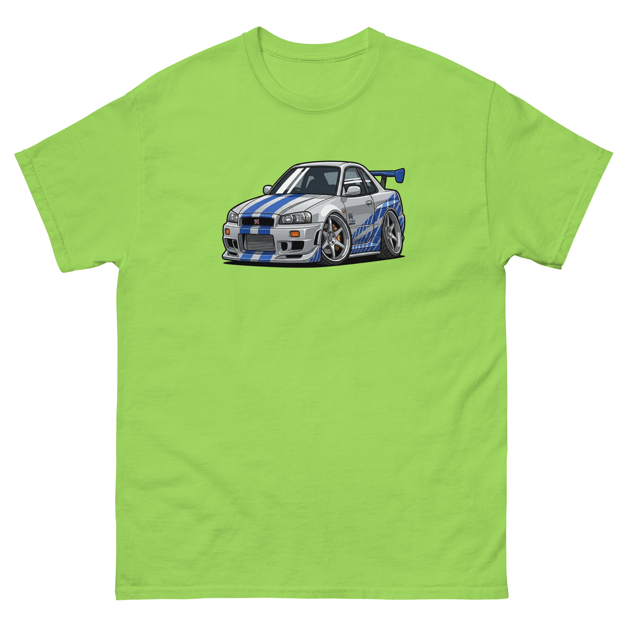 Brian's 1999 Skyline GT-R R34 Chibi Style Unisex Classic Tee - Image 31