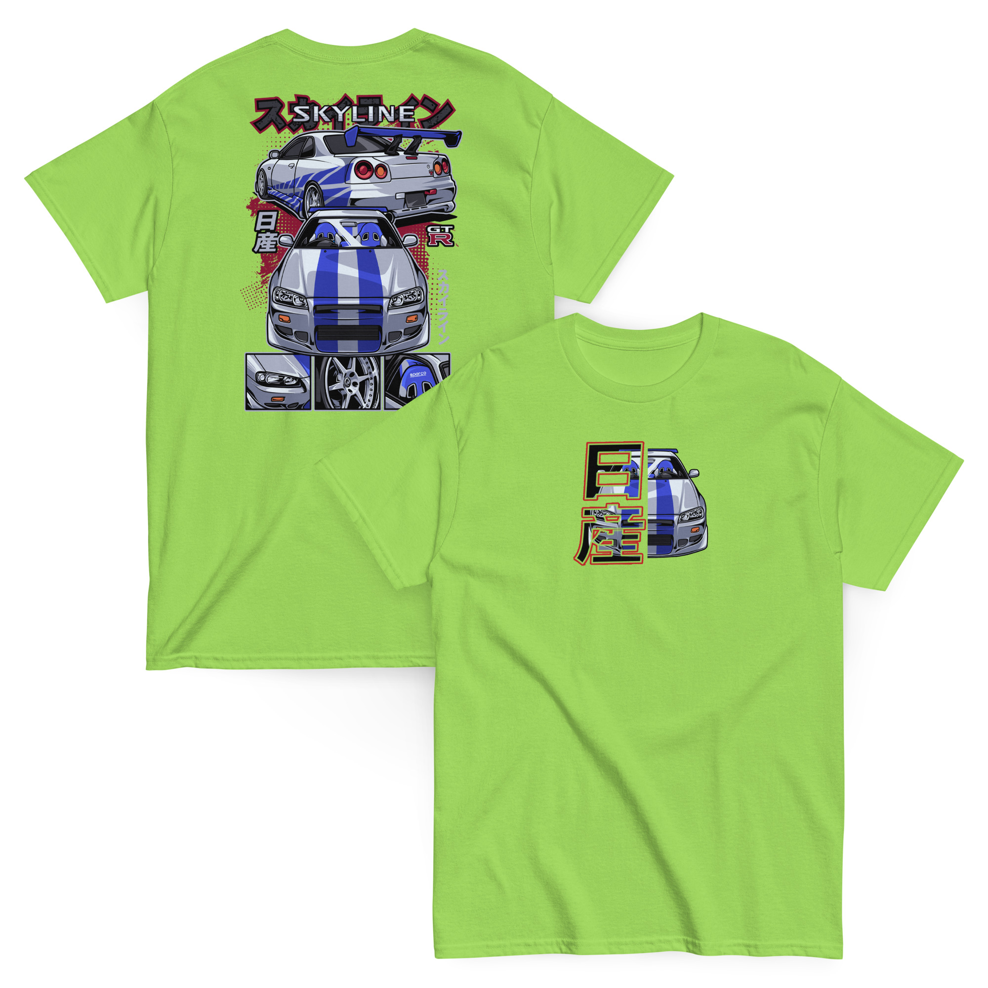 Brian's Skyline GTR R34 Unisex Classic Tee (Front/Back Design) - Image 36