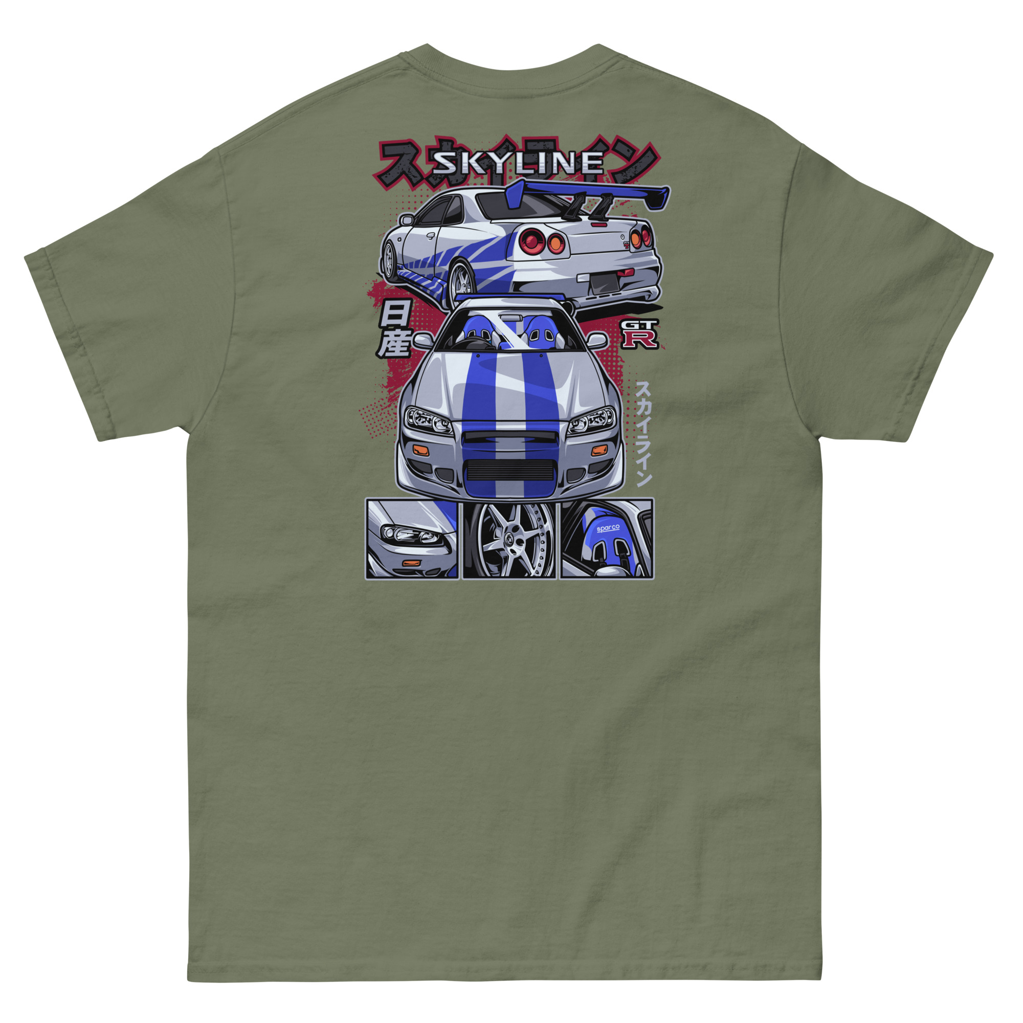 Brian's Skyline GTR R34 Unisex Classic Tee (Front/Back Design) - Image 8