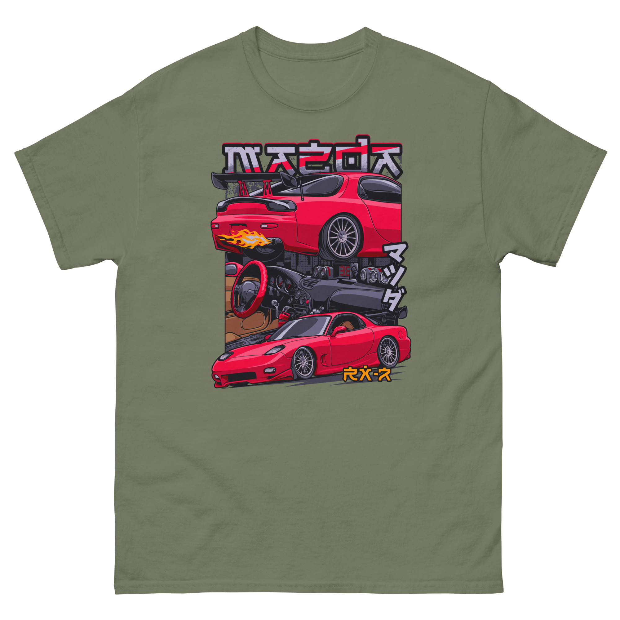 Red JDM RX-7 Unisex Classic Tee - Image 8
