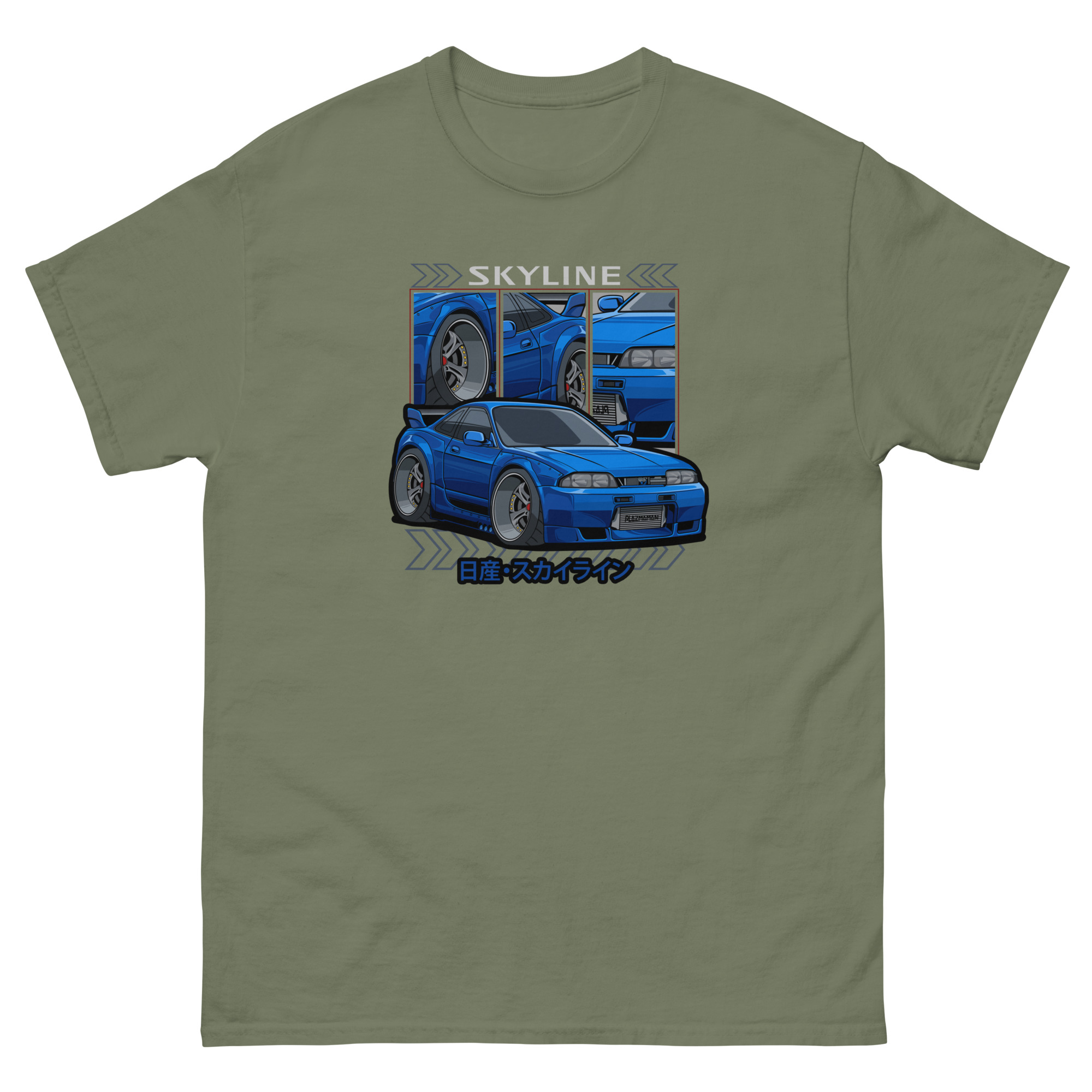 Blue JDM Skyline R33 Unisex Classic Tee - Image 8