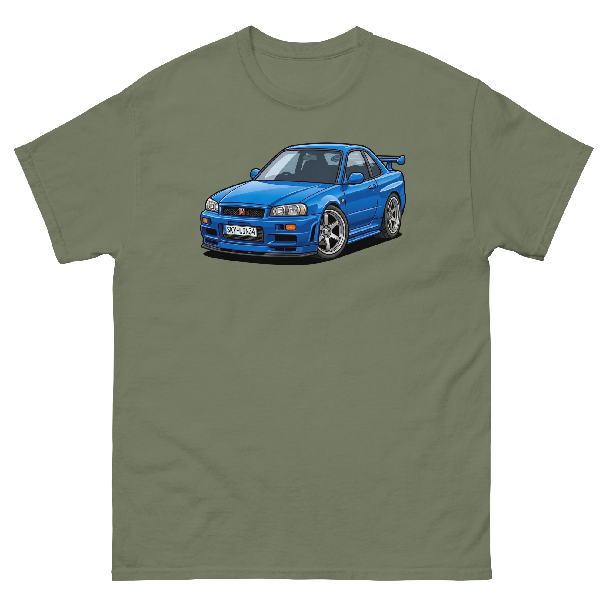 Brian's Blue 2000 Skyline GT-R R34 Unisex Classic Tee - Image 15