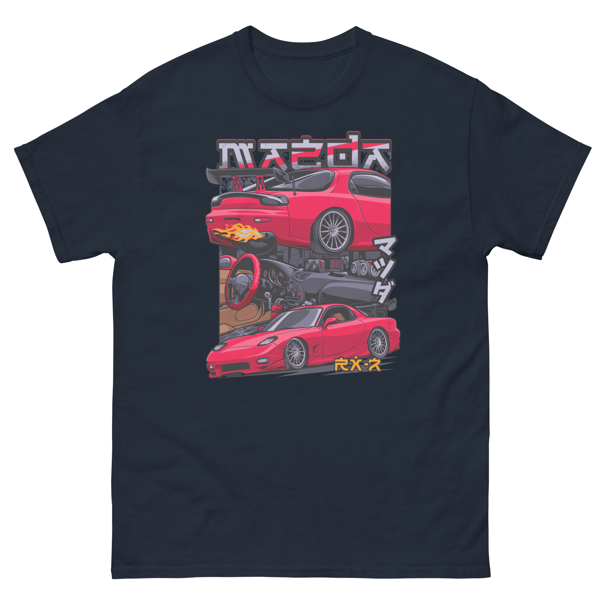 Red JDM RX-7 Unisex Classic Tee - Image 2