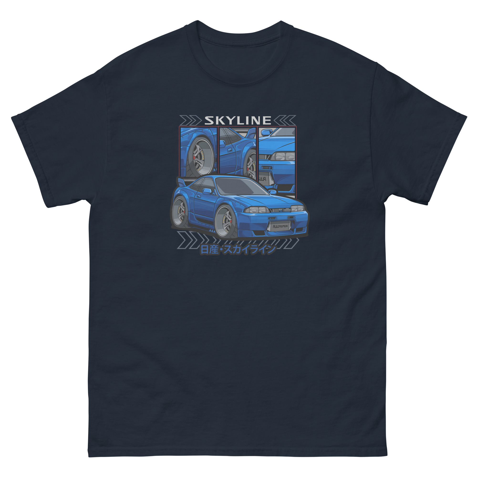 Blue JDM Skyline R33 Unisex Classic Tee - Image 2