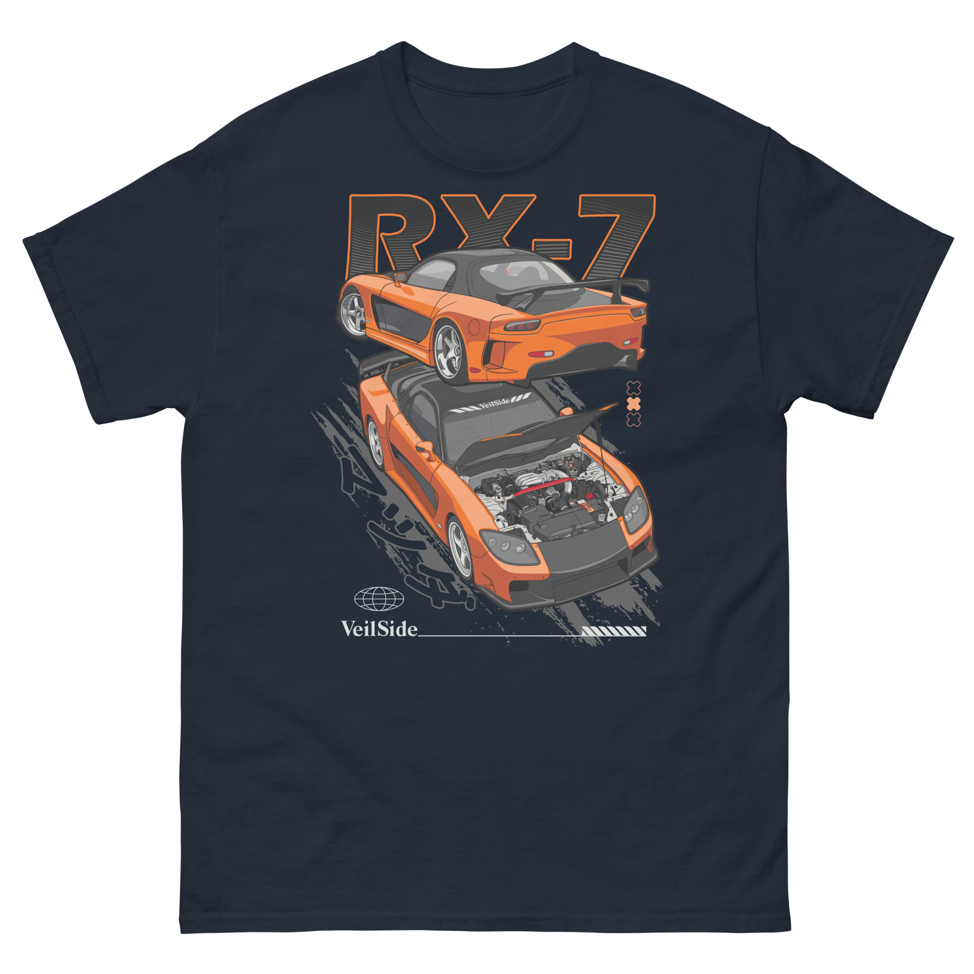 Han's Orange RX-7 Unisex Classic Tee - Image 2