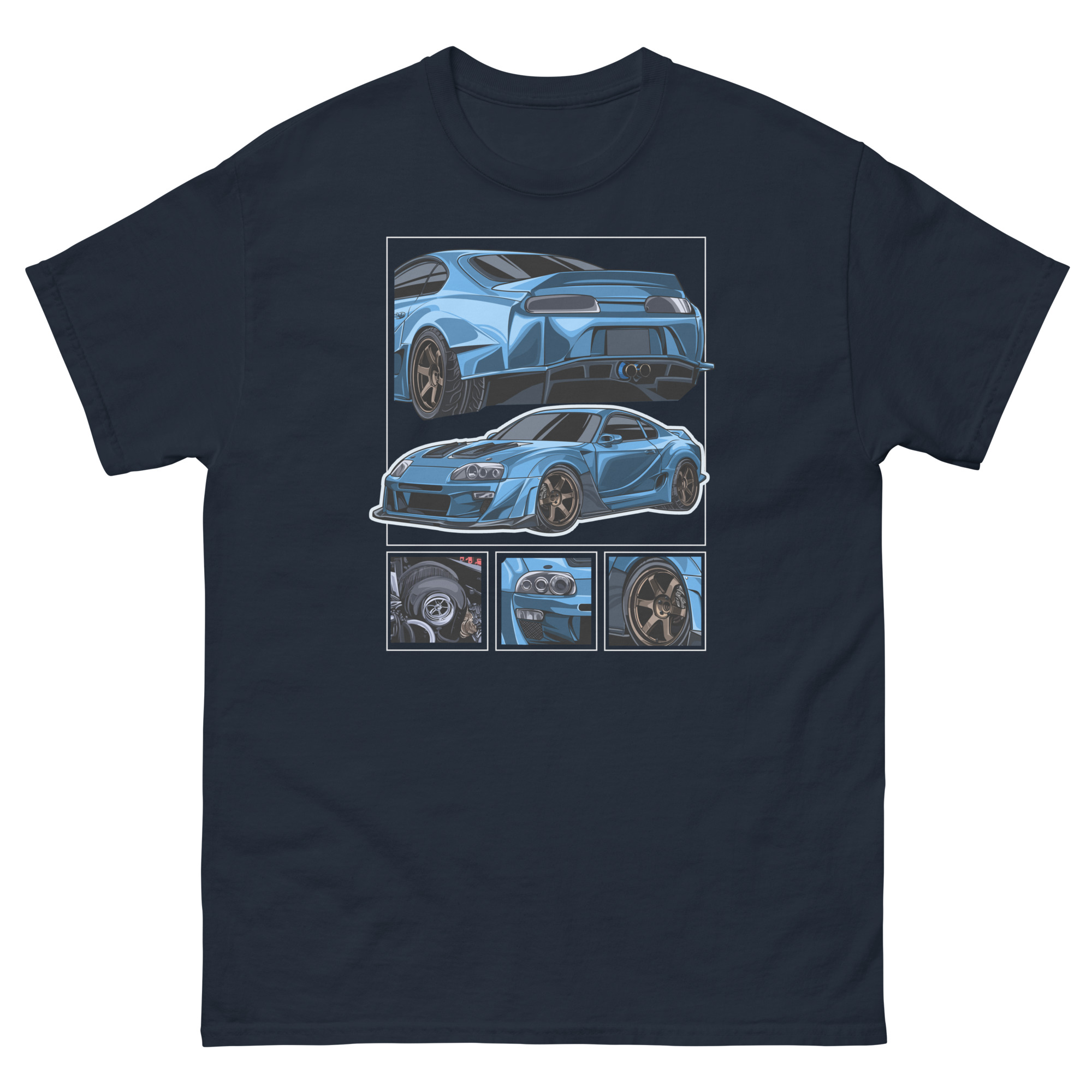 JDM Blue MK4 Supra Unisex Classic Tee - Image 3