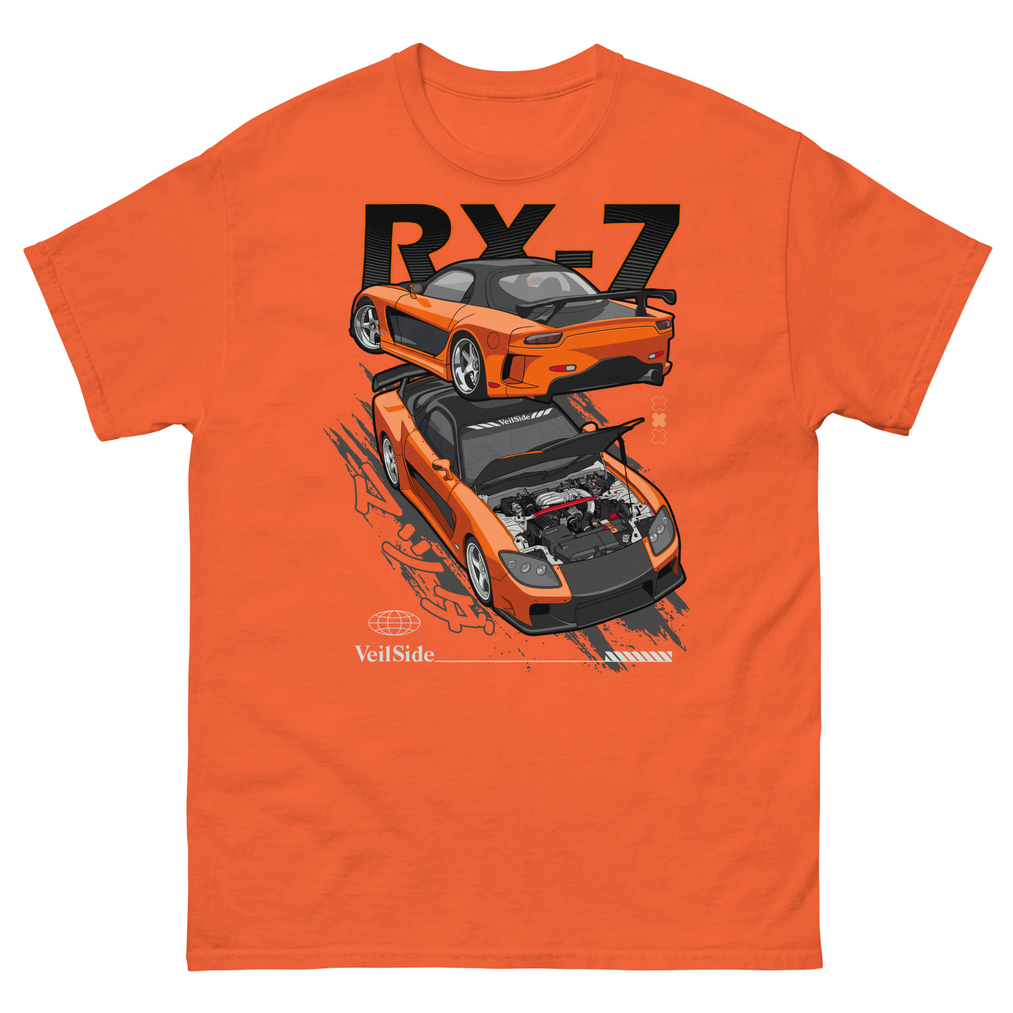 Han's Orange RX-7 Unisex Classic Tee - Image 9