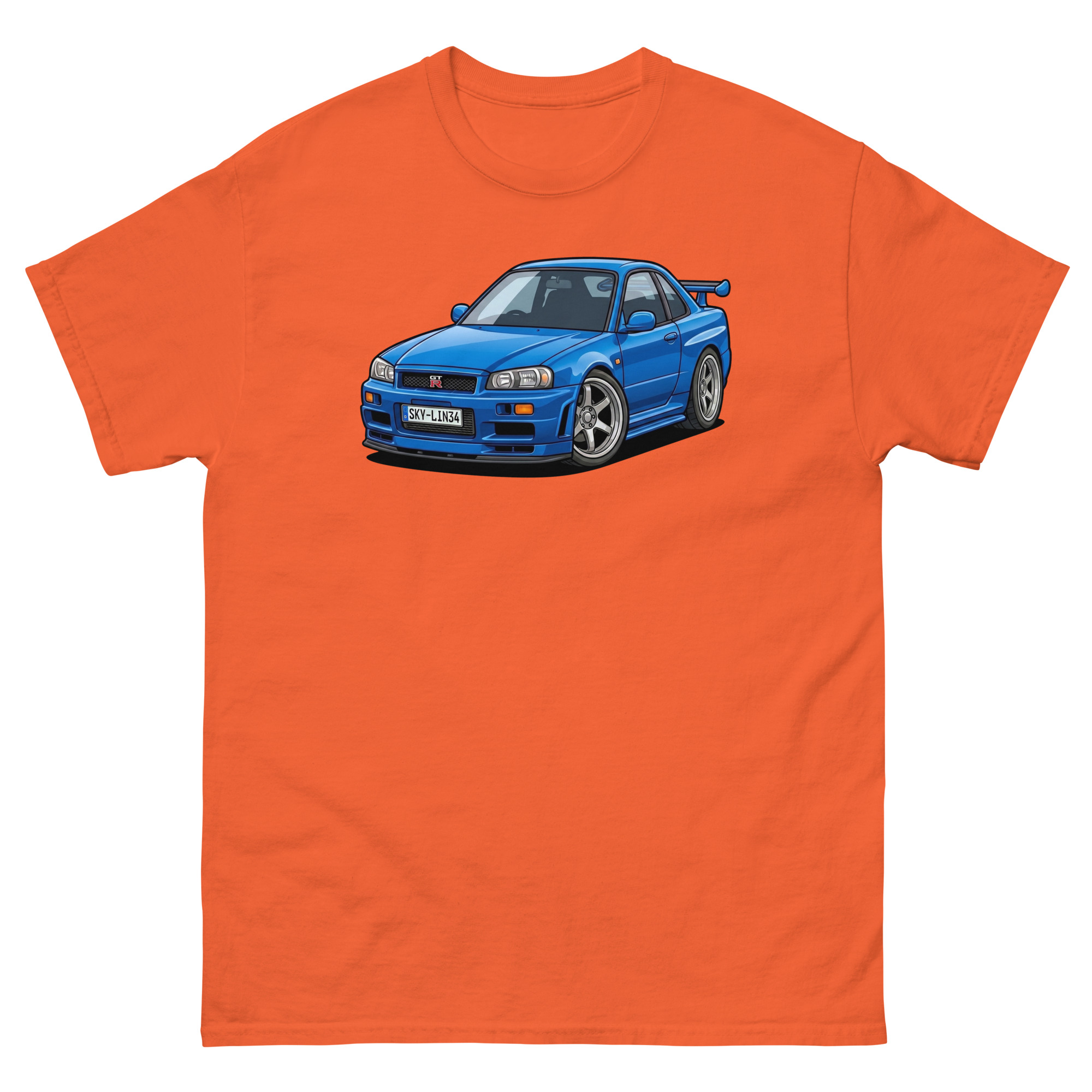 Brian's Blue 2000 Skyline GT-R R34 Unisex Classic Tee - Image 17