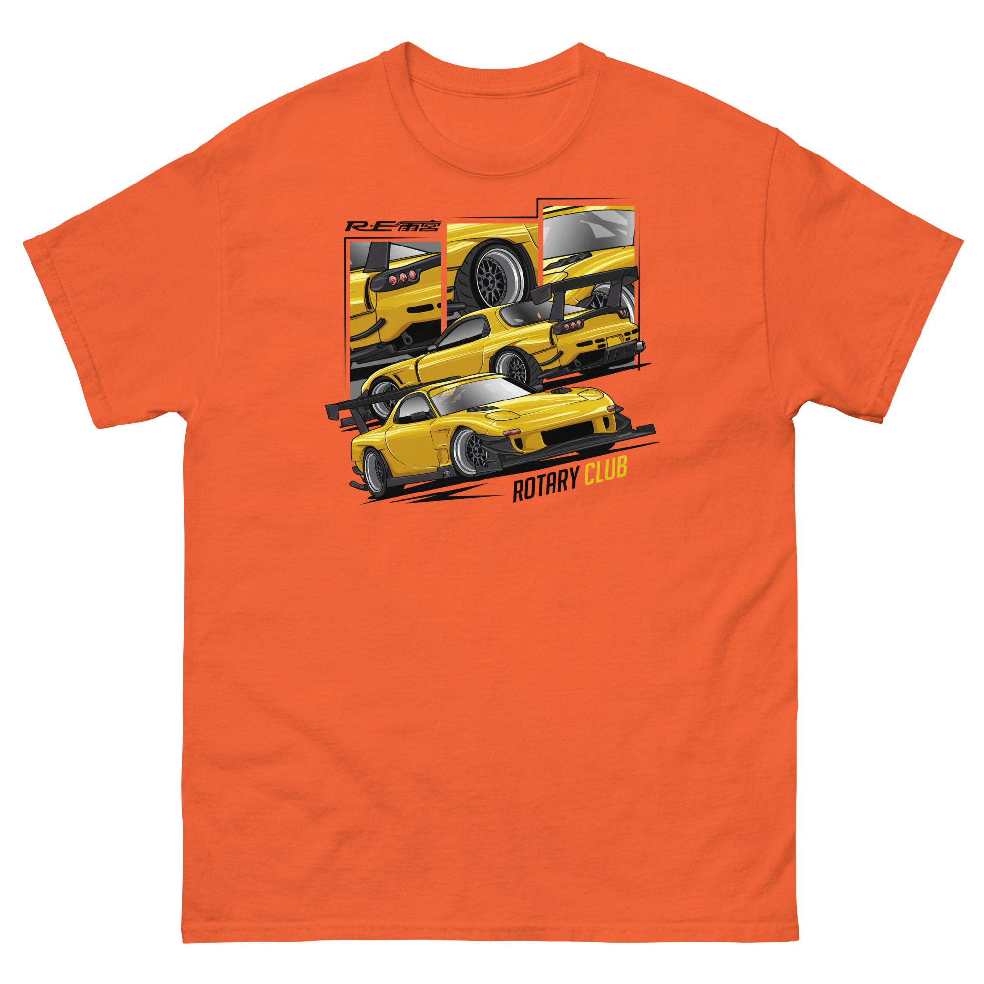 JDM Yellow RX-7 Rotary Club Unisex Classic Tee - Image 9