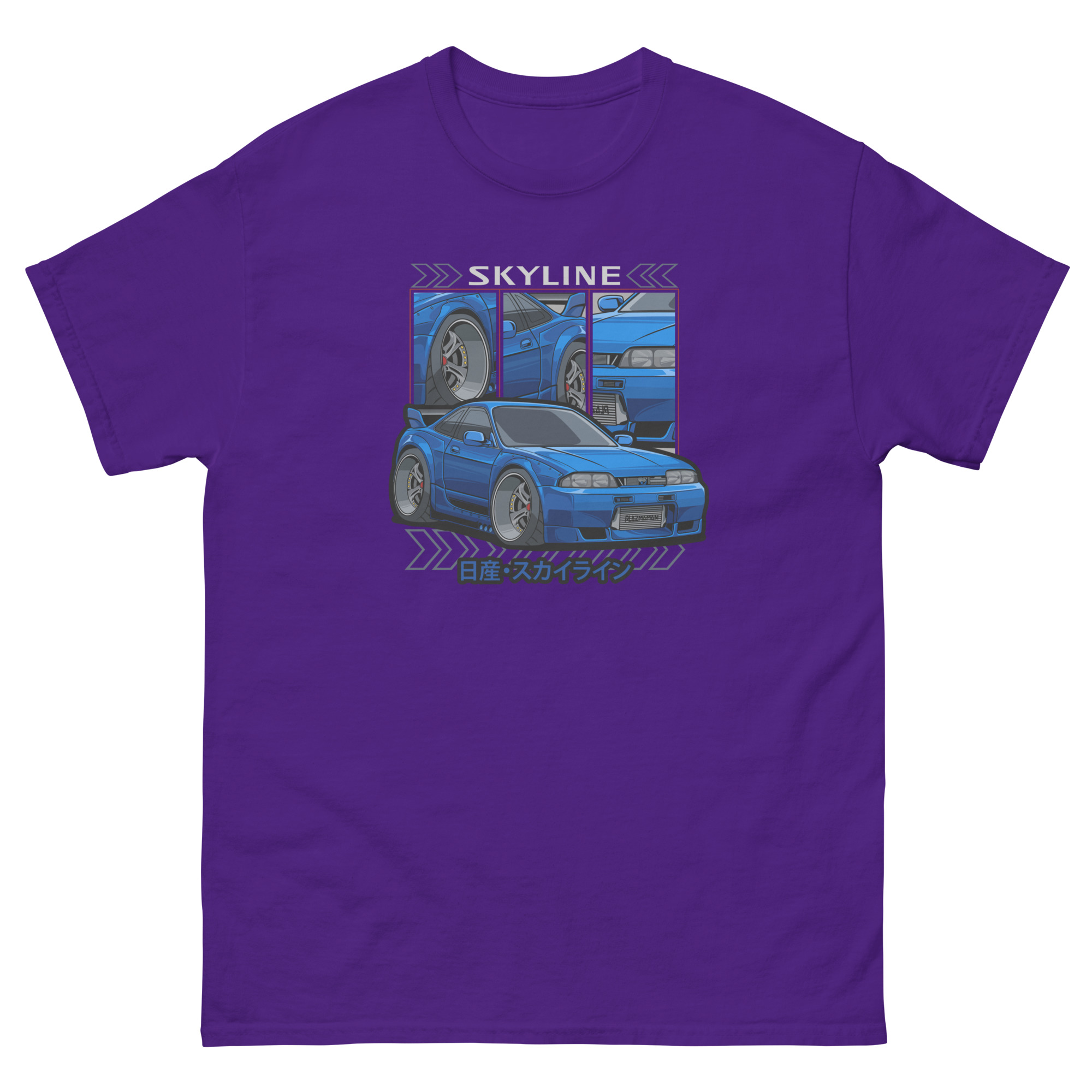 Blue JDM Skyline R33 Unisex Classic Tee - Image 3