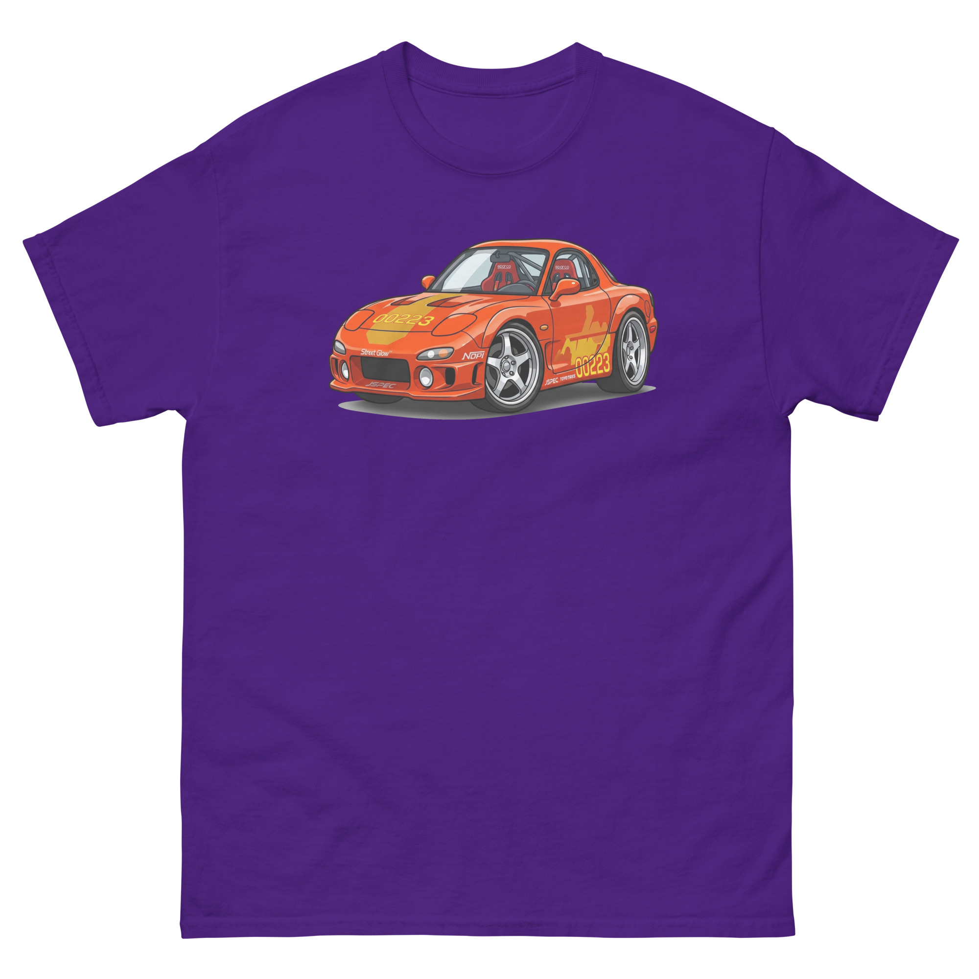 1993 RX-7 Orange Julius Chibi Style Unisex Classic Tee - Image 5