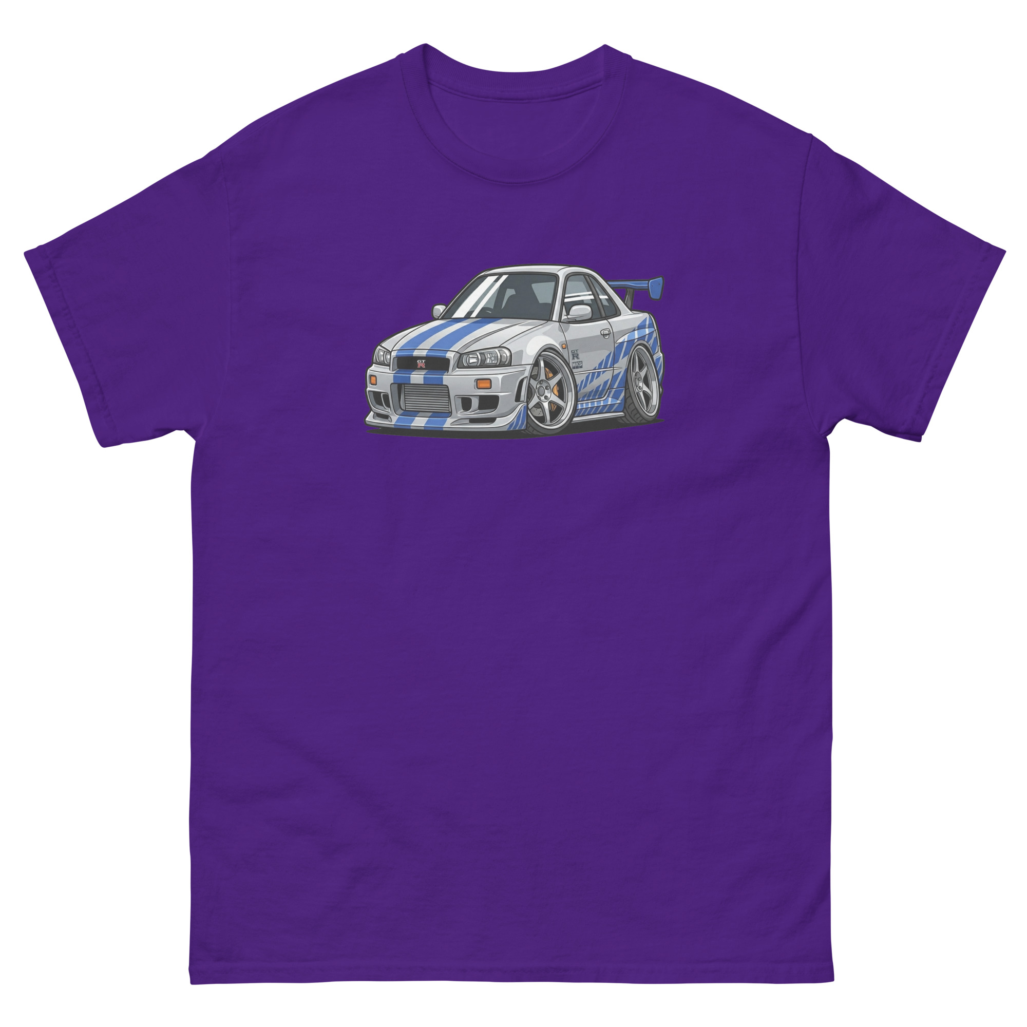 Brian's 1999 Skyline GT-R R34 Chibi Style Unisex Classic Tee - Image 5