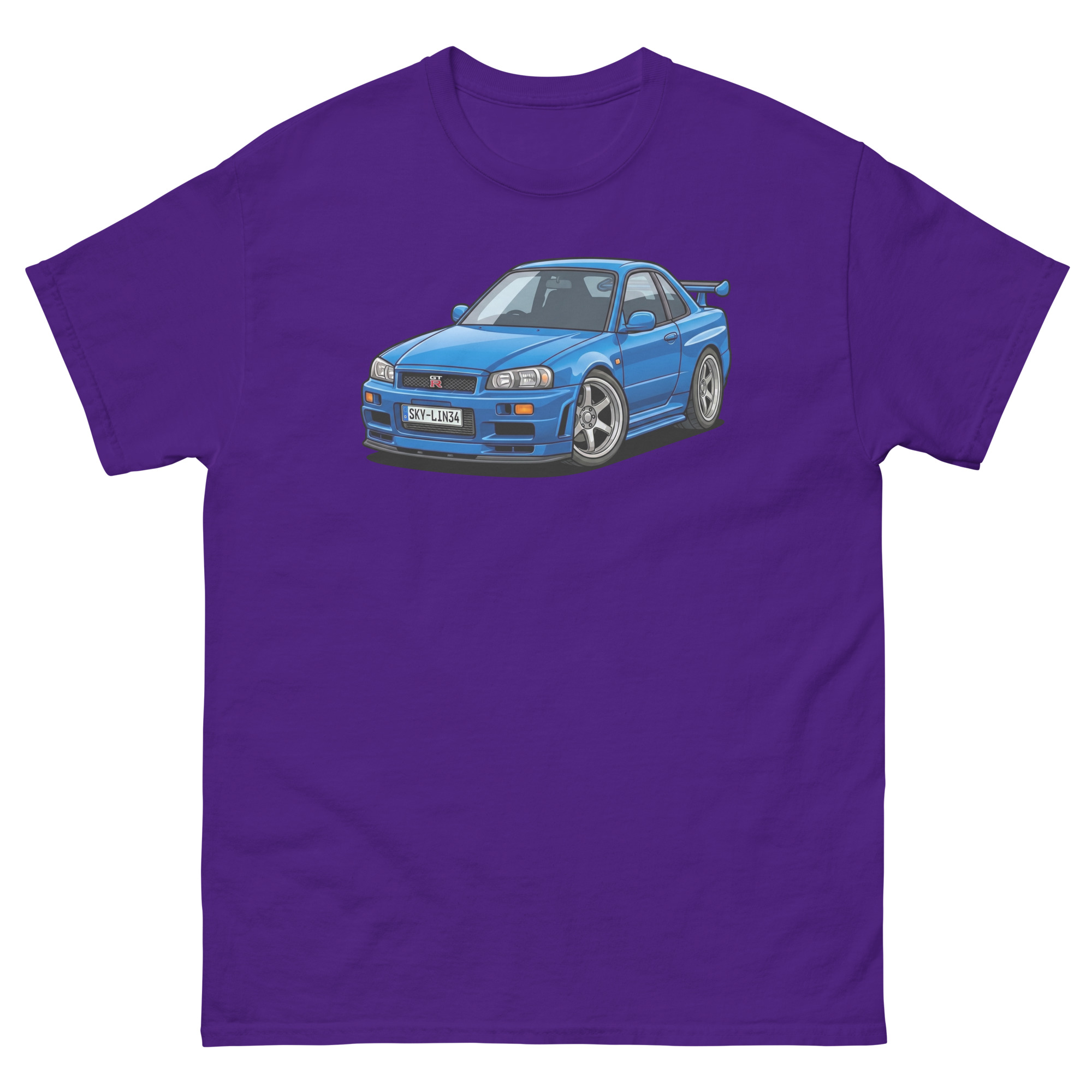 Brian's Blue 2000 Skyline GT-R R34 Unisex Classic Tee - Image 5