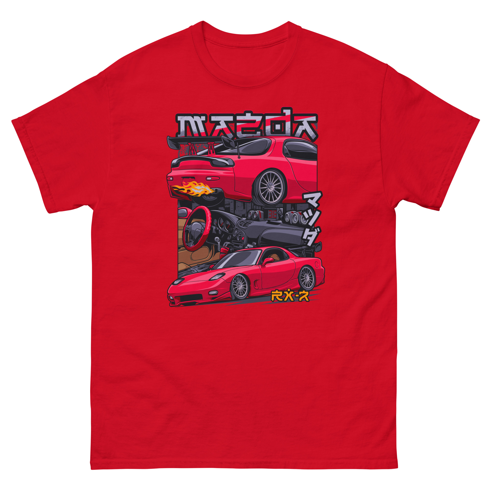 Red JDM RX-7 Unisex Classic Tee - Image 4