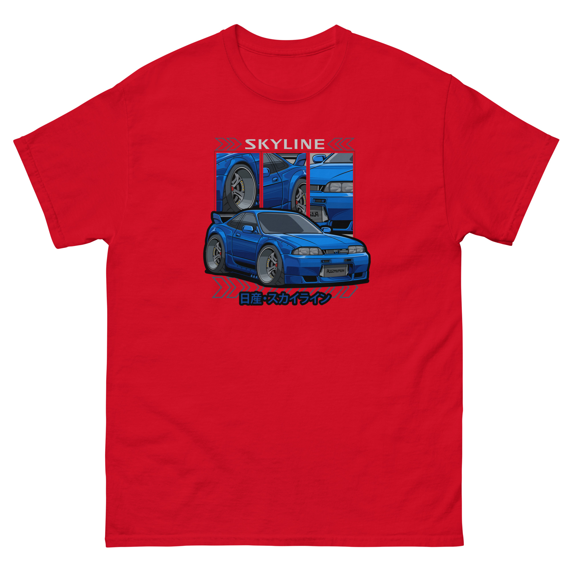 Blue JDM Skyline R33 Unisex Classic Tee - Image 4