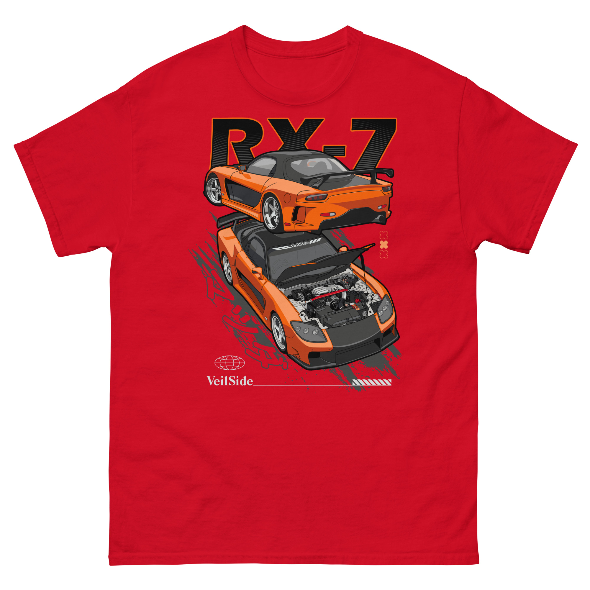 Han's Orange RX-7 Unisex Classic Tee - Image 4