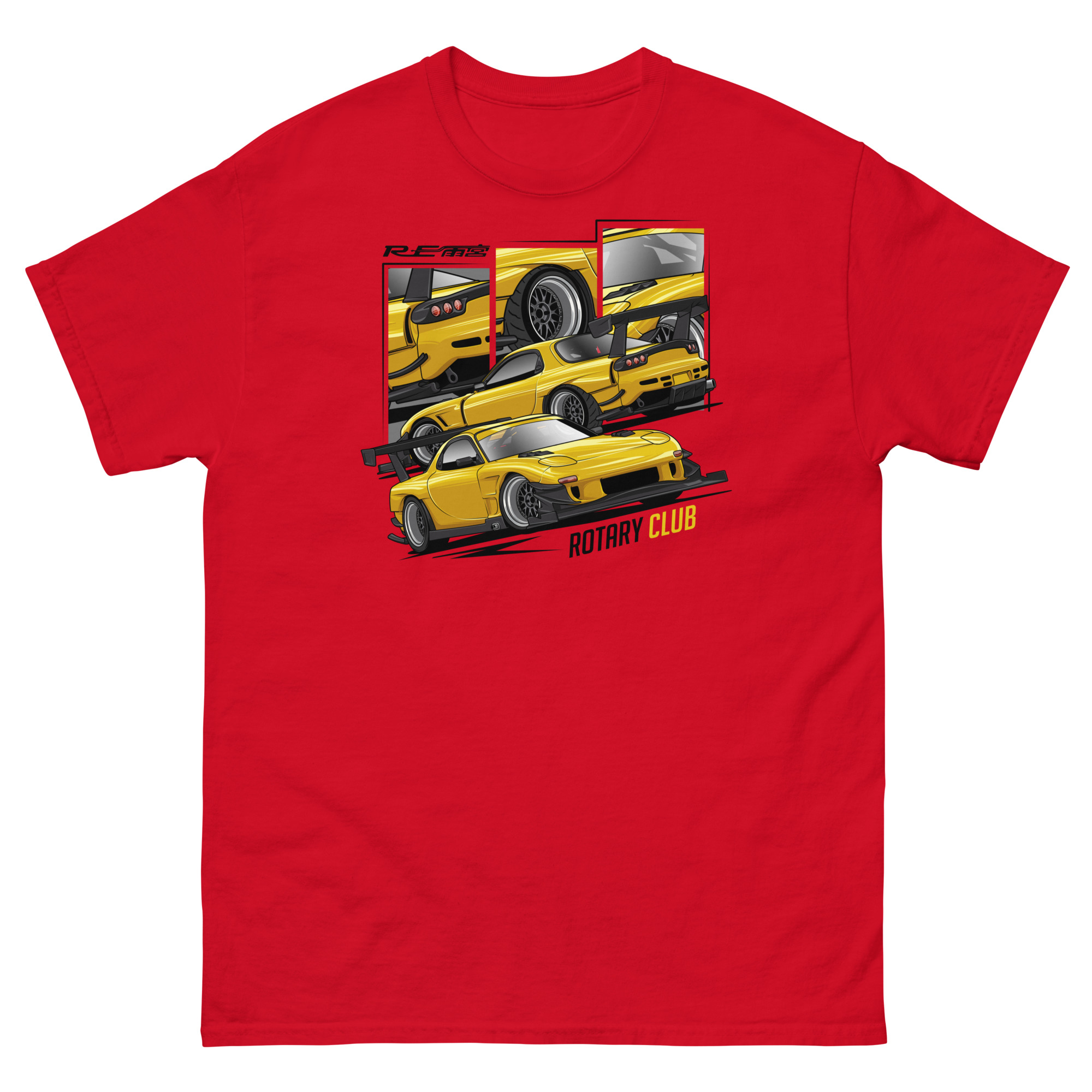 JDM Yellow RX-7 Rotary Club Unisex Classic Tee - Image 4