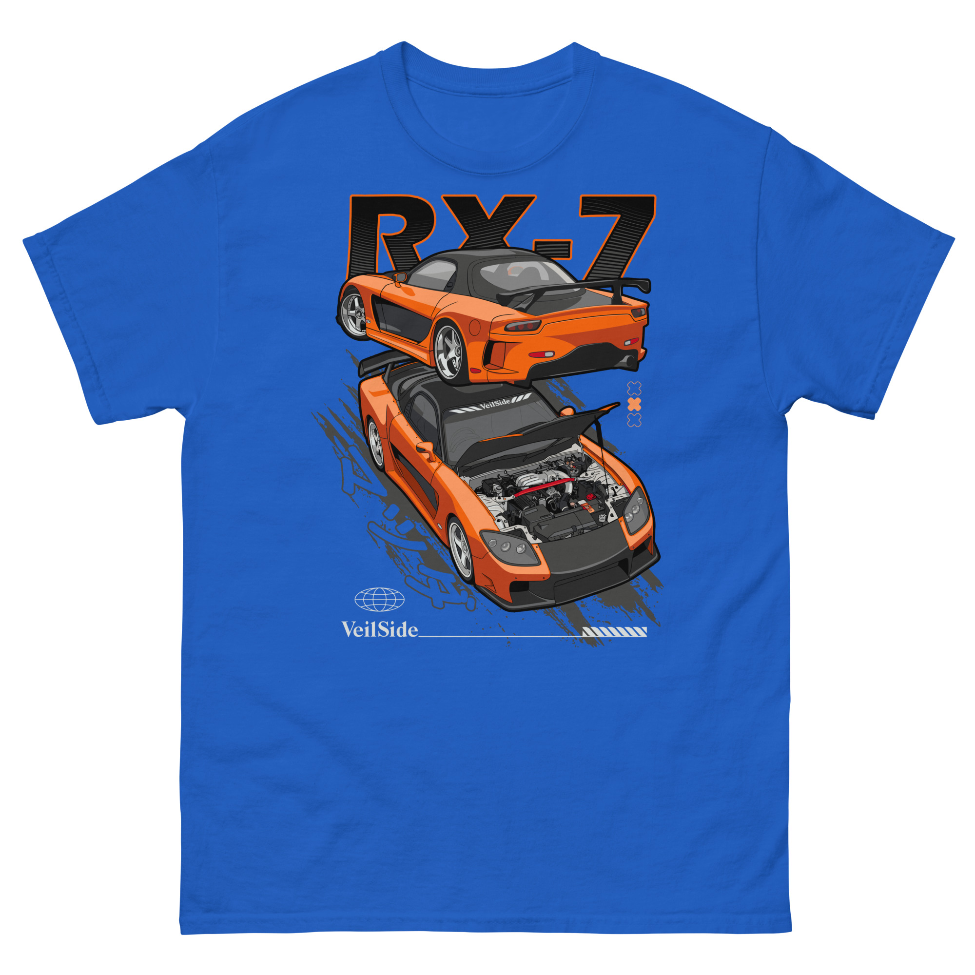 Han's Orange RX-7 Unisex Classic Tee - Image 5