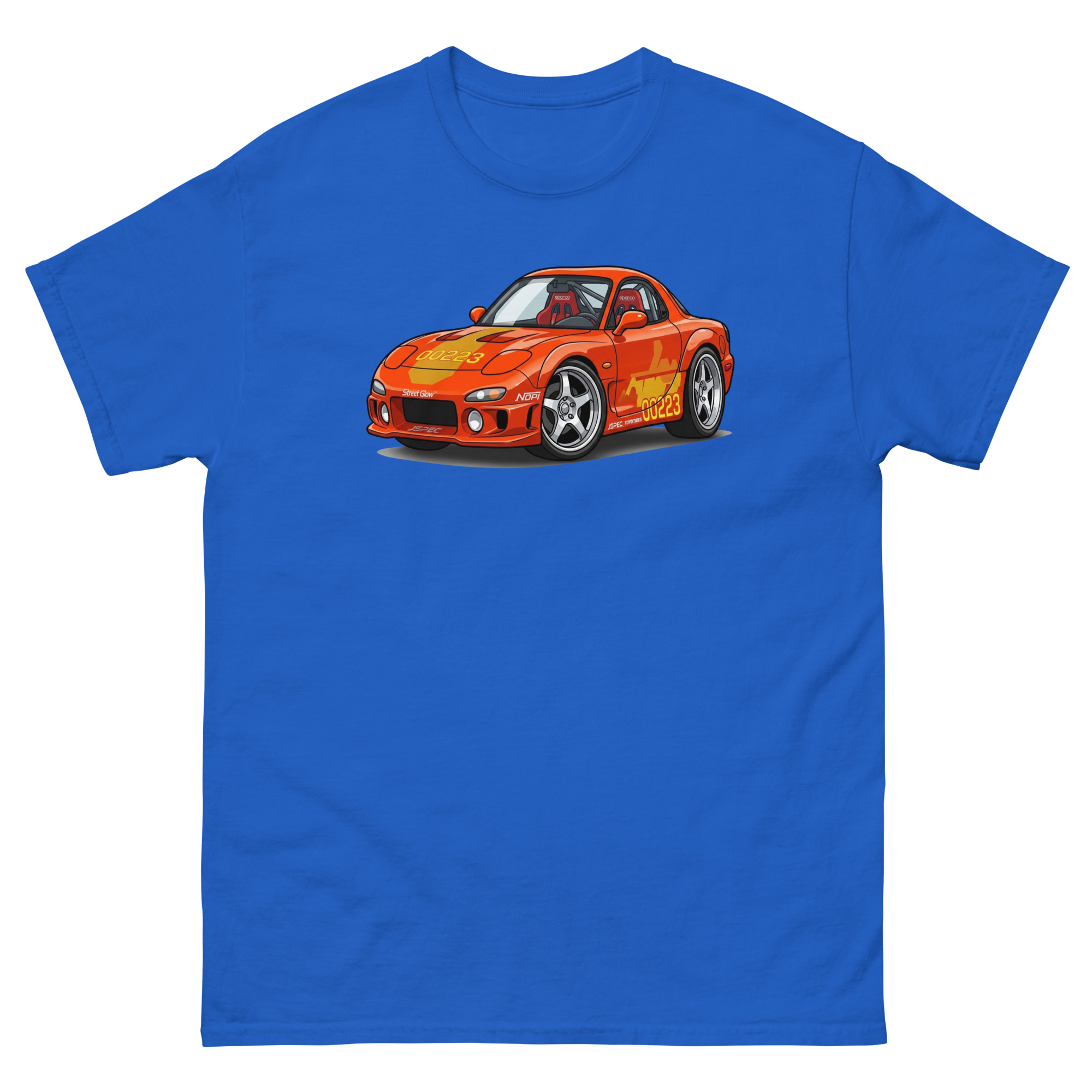 1993 RX-7 Orange Julius Chibi Style Unisex Classic Tee - Image 9