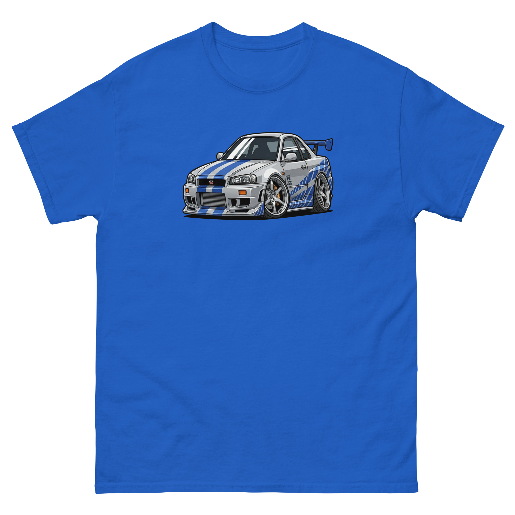 Brian's 1999 Skyline GT-R R34 Chibi Style Unisex Classic Tee - Image 9
