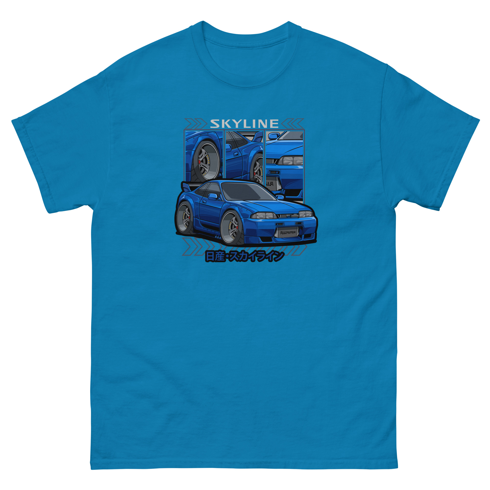 Blue JDM Skyline R33 Unisex Classic Tee - Image 6