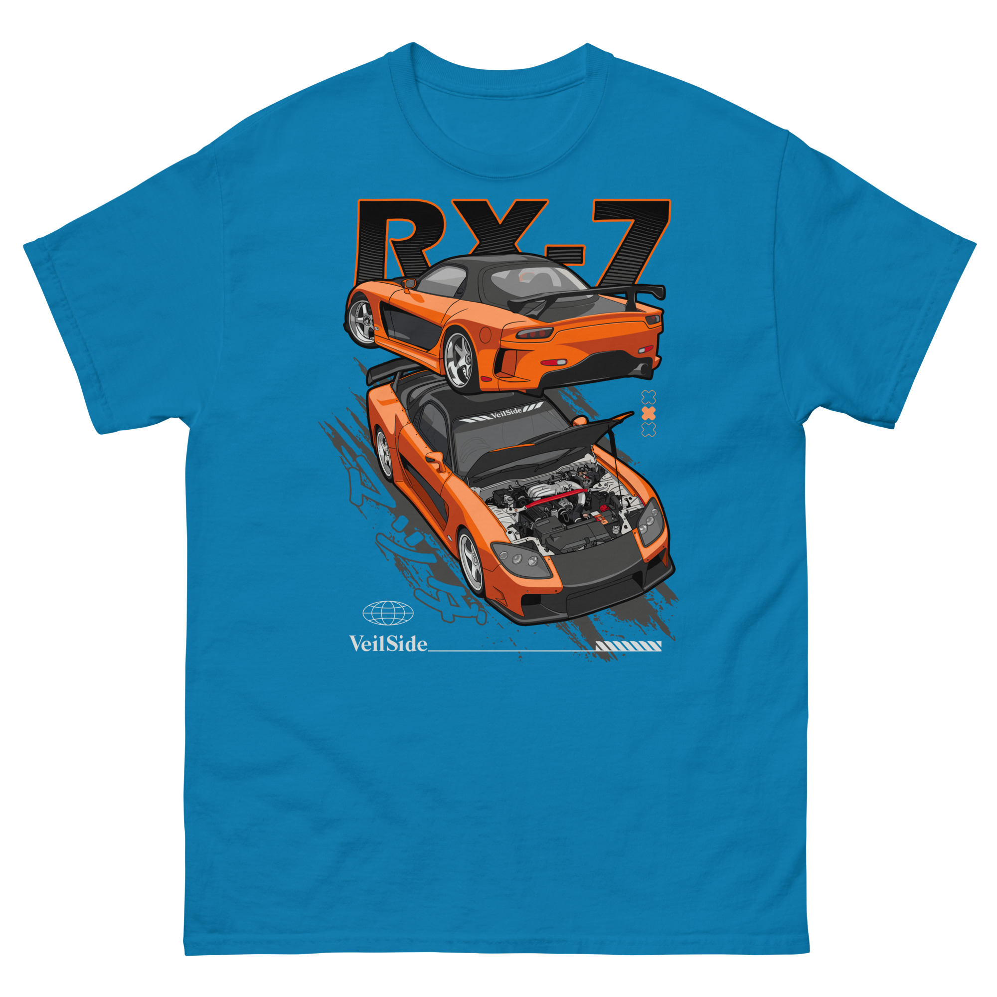 Han's Orange RX-7 Unisex Classic Tee - Image 6