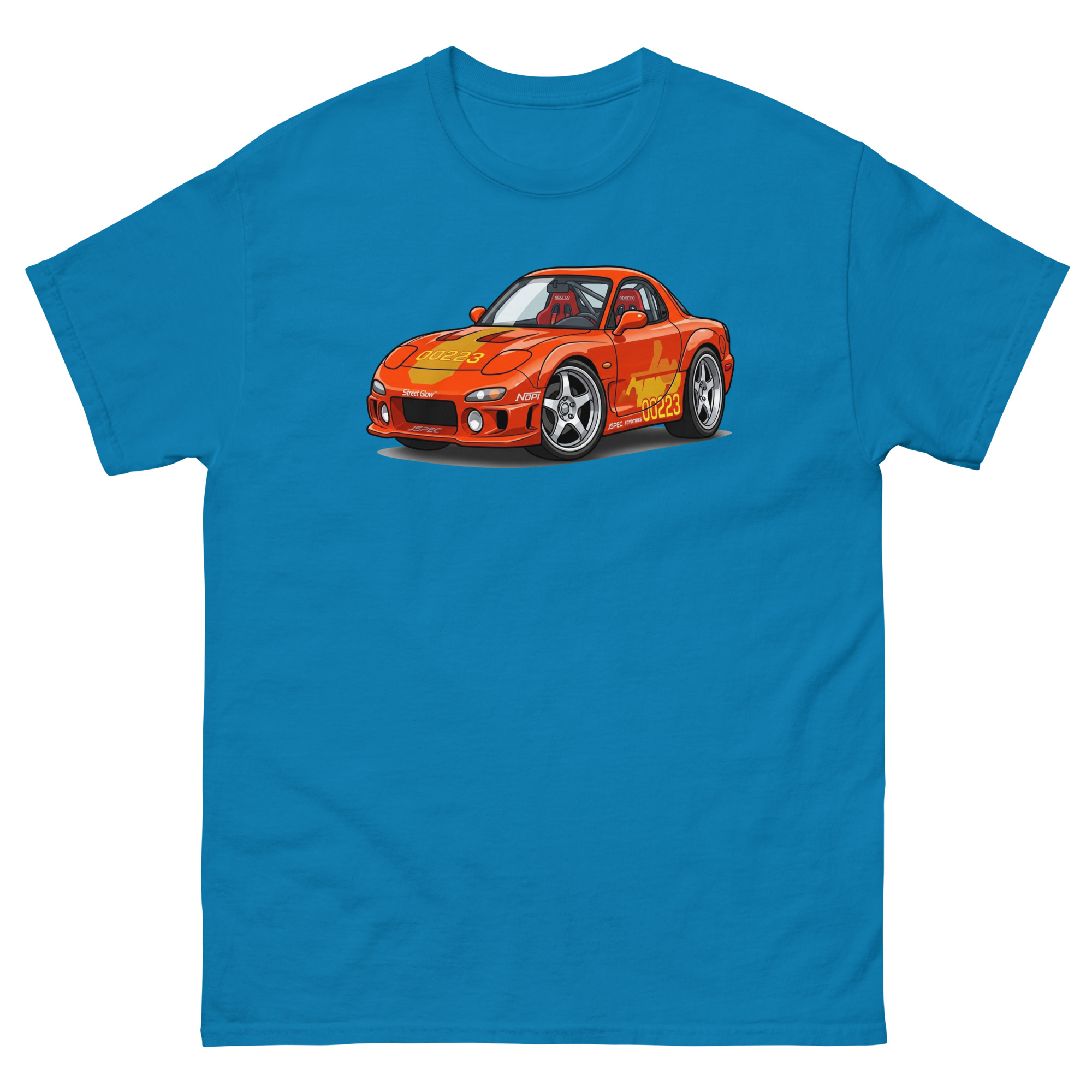1993 RX-7 Orange Julius Chibi Style Unisex Classic Tee - Image 11