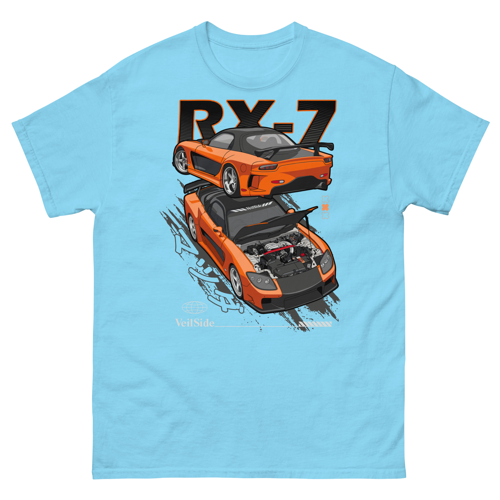 Han's Orange RX-7 Unisex Classic Tee - Image 18